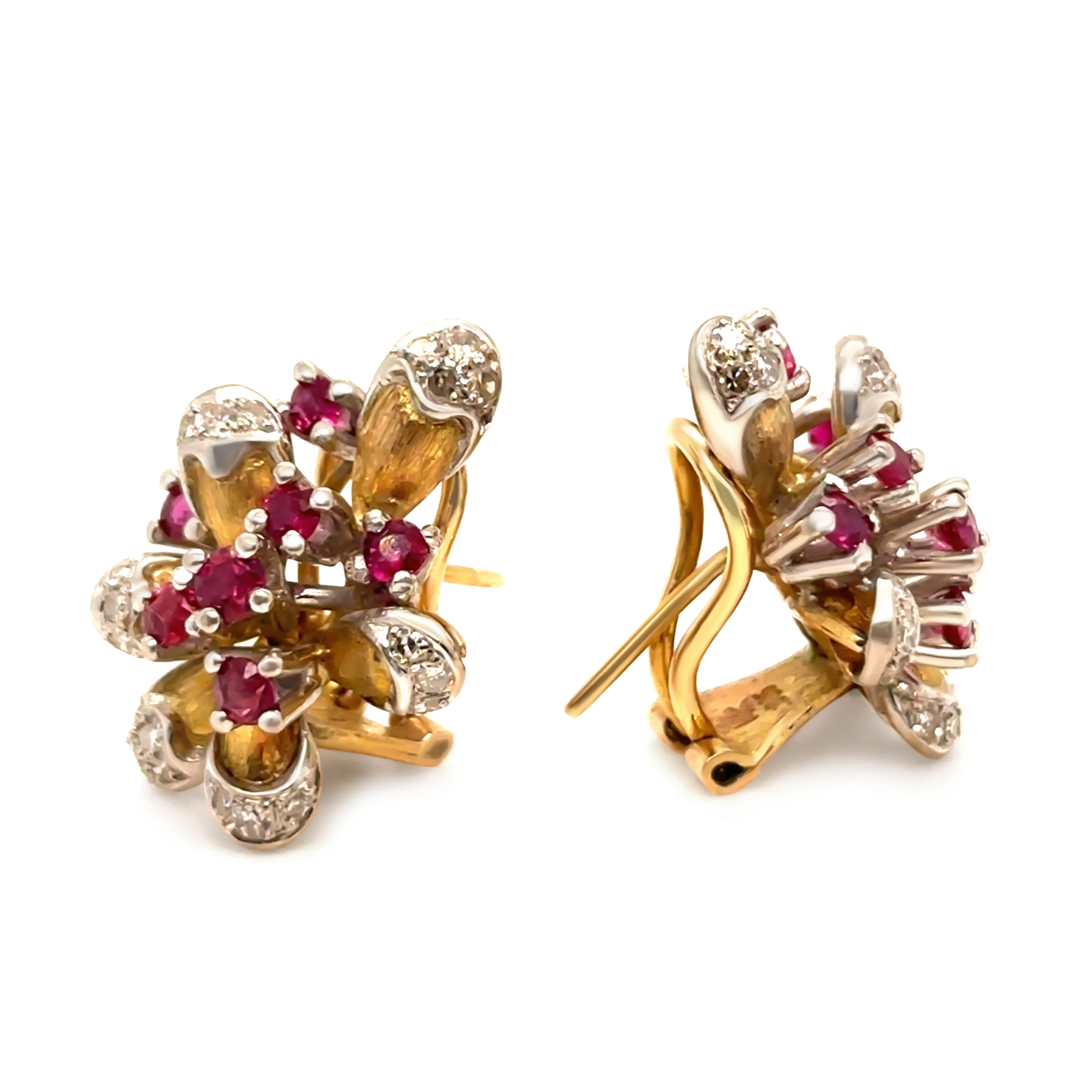 14ct Yellow & White Gold Ruby and Diamond Earrings 1.80ct – 12.4g - Image 4