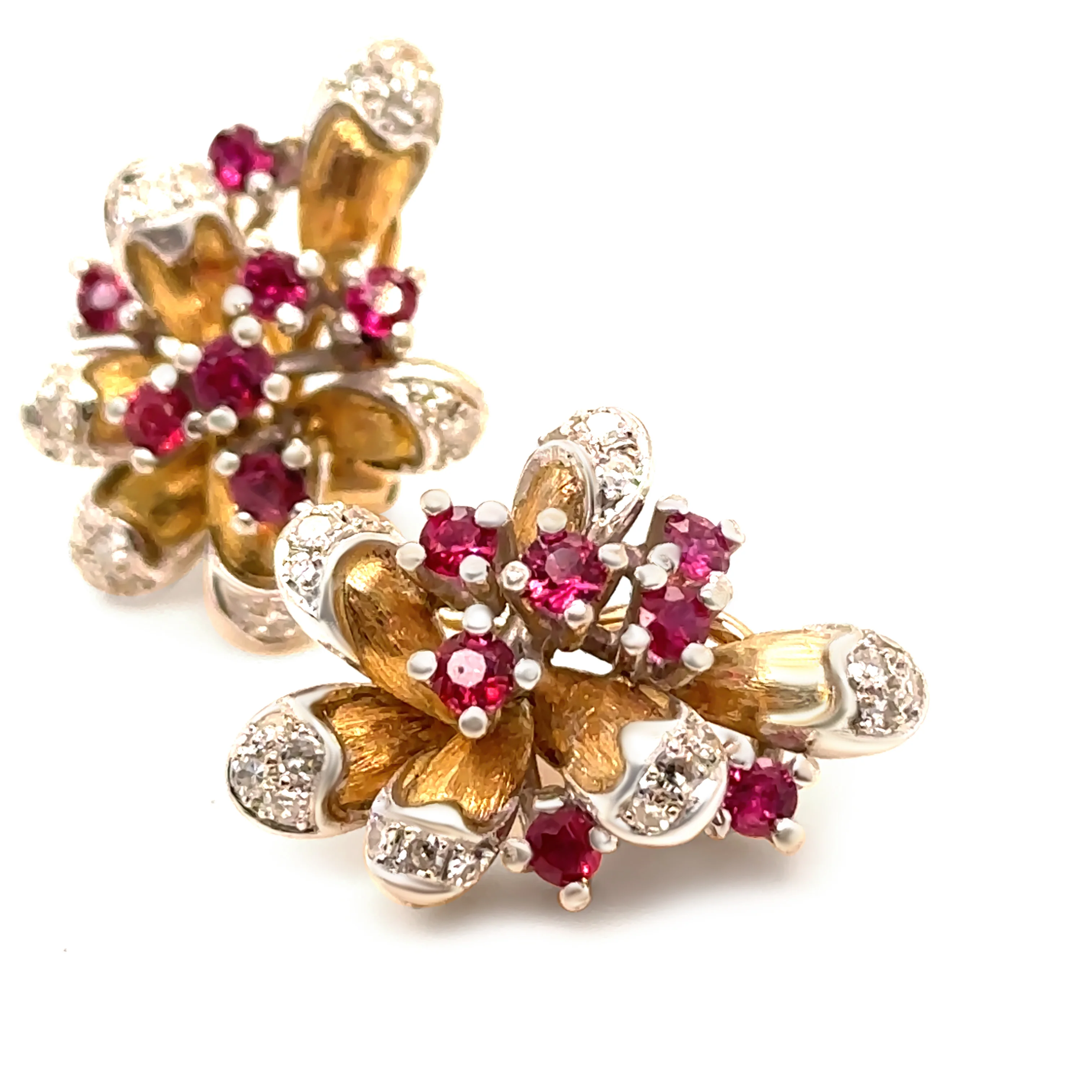 14ct Yellow & White Gold Ruby and Diamond Earrings 1.80ct – 12.4g - Image 5