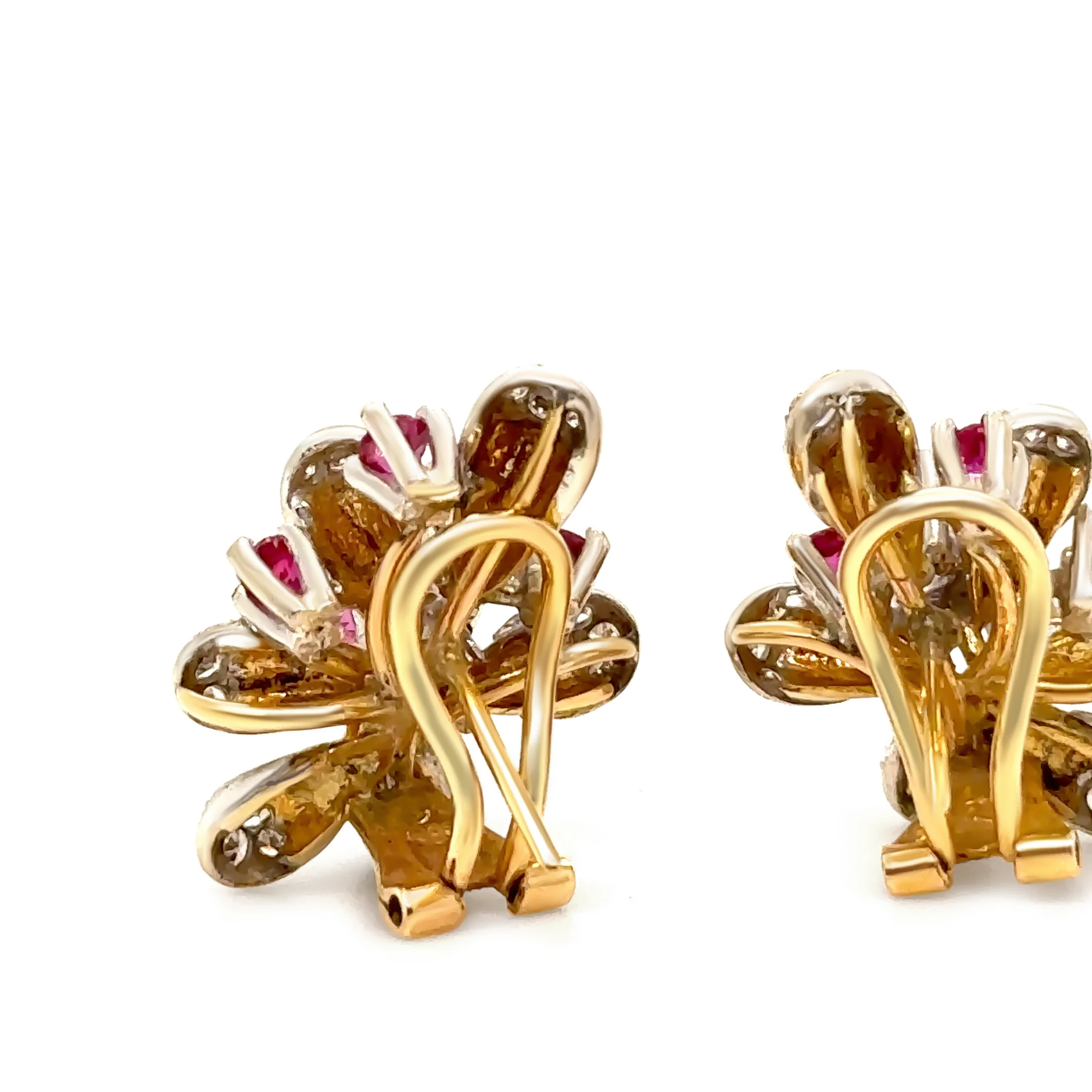 14ct Yellow & White Gold Ruby and Diamond Earrings 1.80ct – 12.4g - Image 6