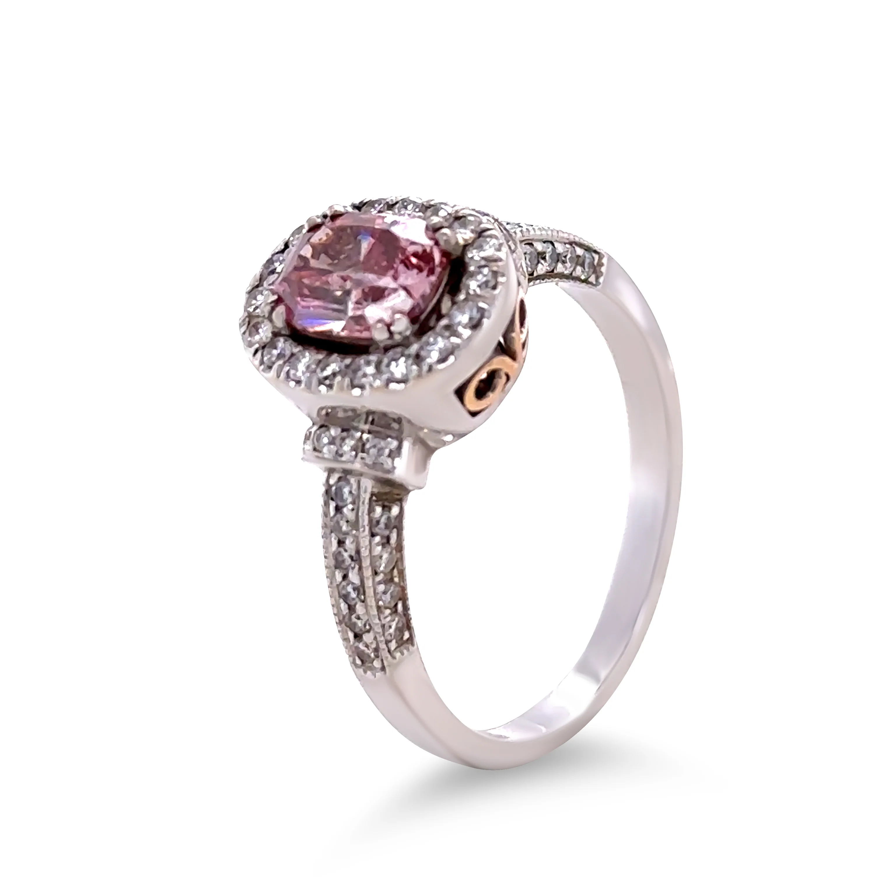 18ct White and Rose Gold Pink Diamond Ring 1.36ct 6.1g - Image 2