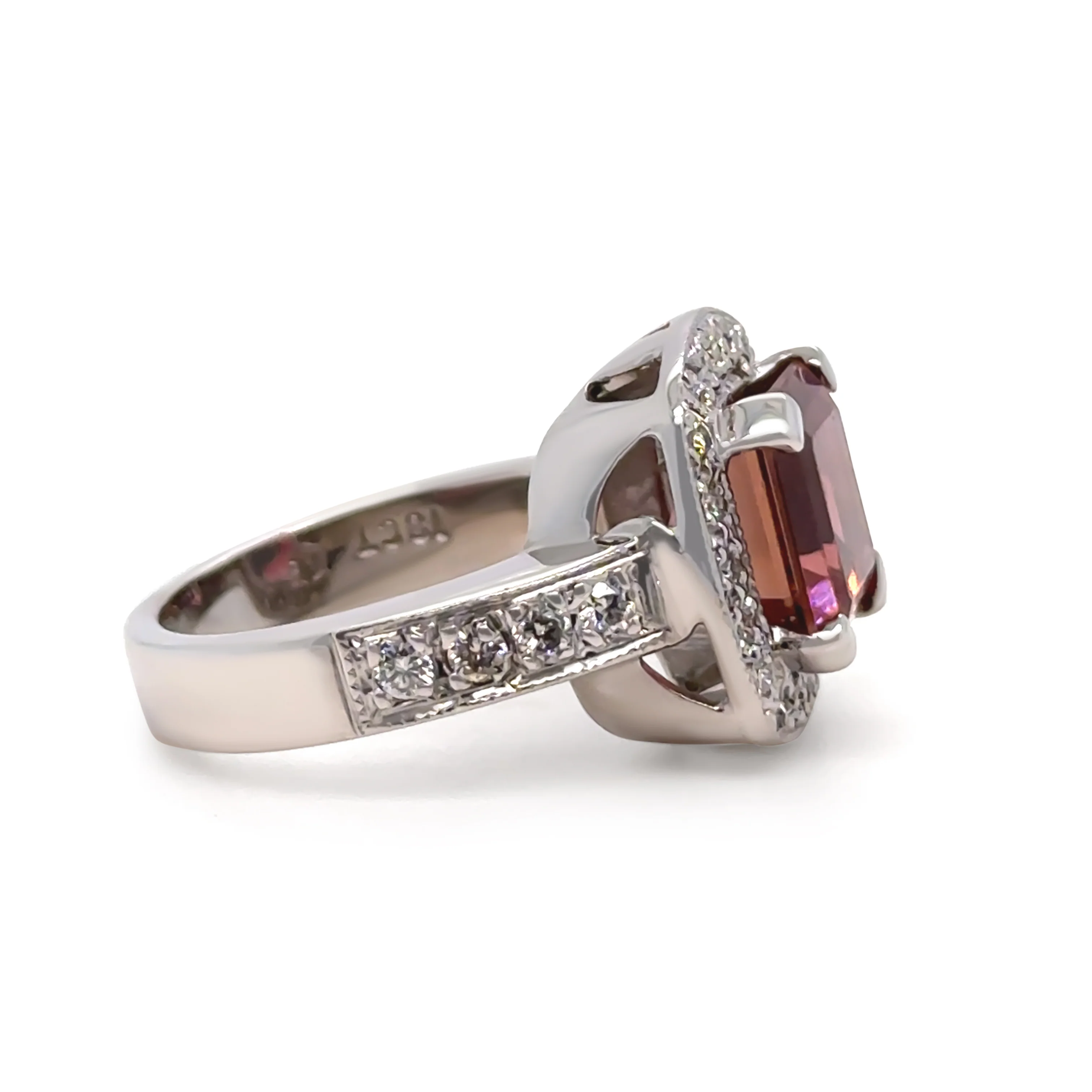 18ct White Gold Dark Pink Tourmaline & Diamond Cluster Ring 5.50ct 14.2g - Image 5