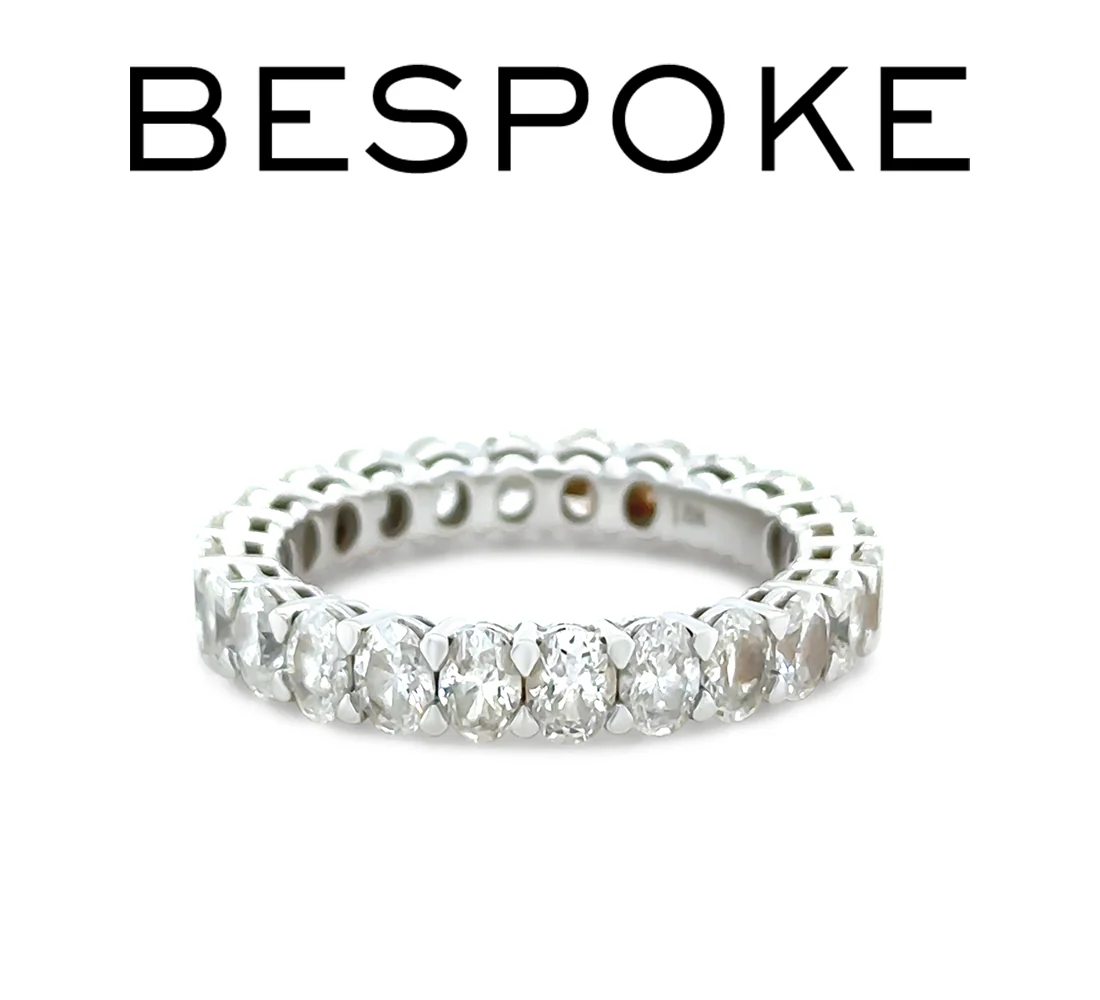 18ct White Gold Oval Diamond Eternity Ring 3.45ct