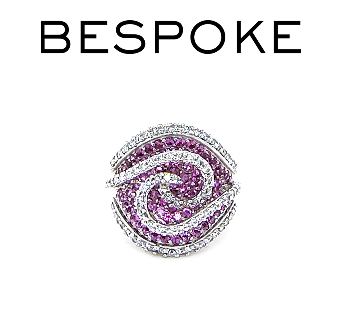 18ct White Gold Pink Sapphire and Diamond Dress Ring 3.74ct 17.85g