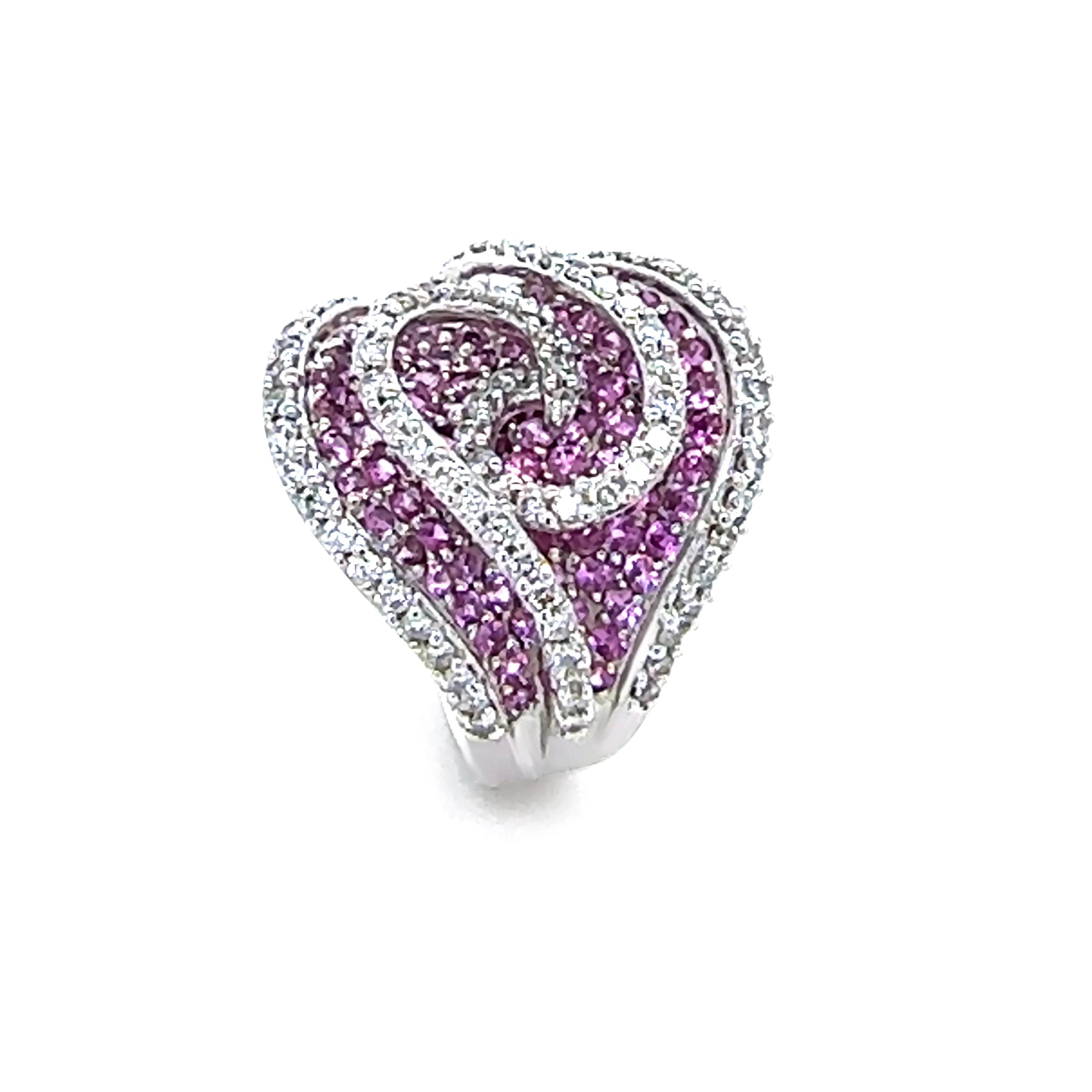 18ct White Gold Pink Sapphire and Diamond Dress Ring 3.74ct 17.85g - Image 2