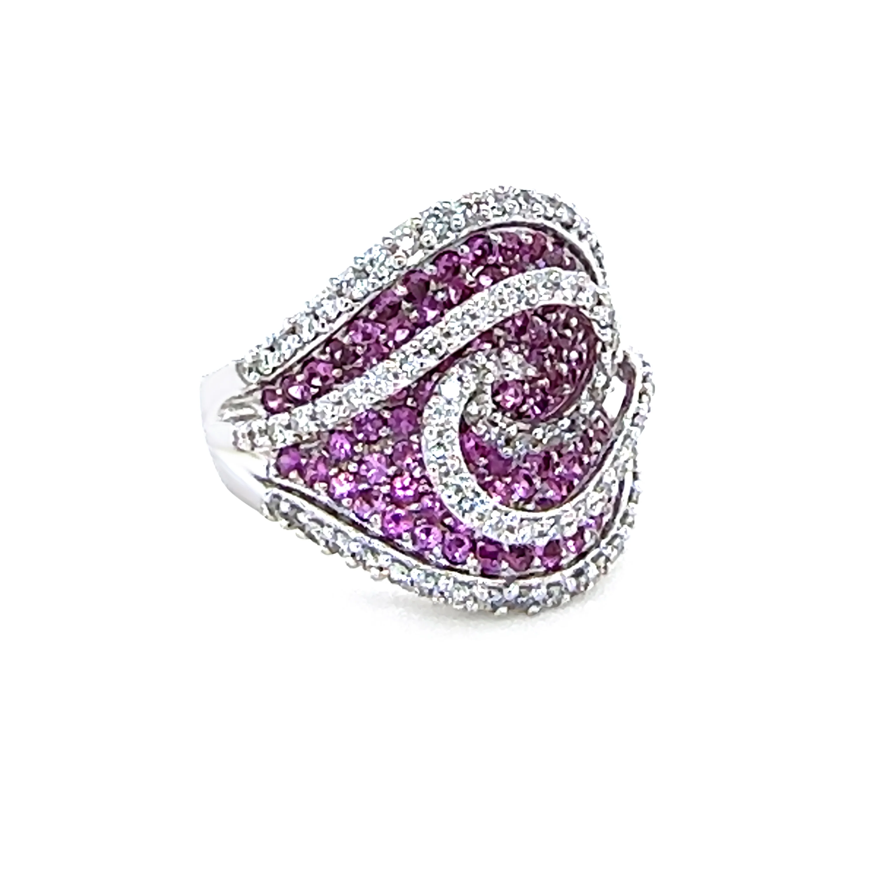 18ct White Gold Pink Sapphire and Diamond Dress Ring 3.74ct 17.85g - Image 3