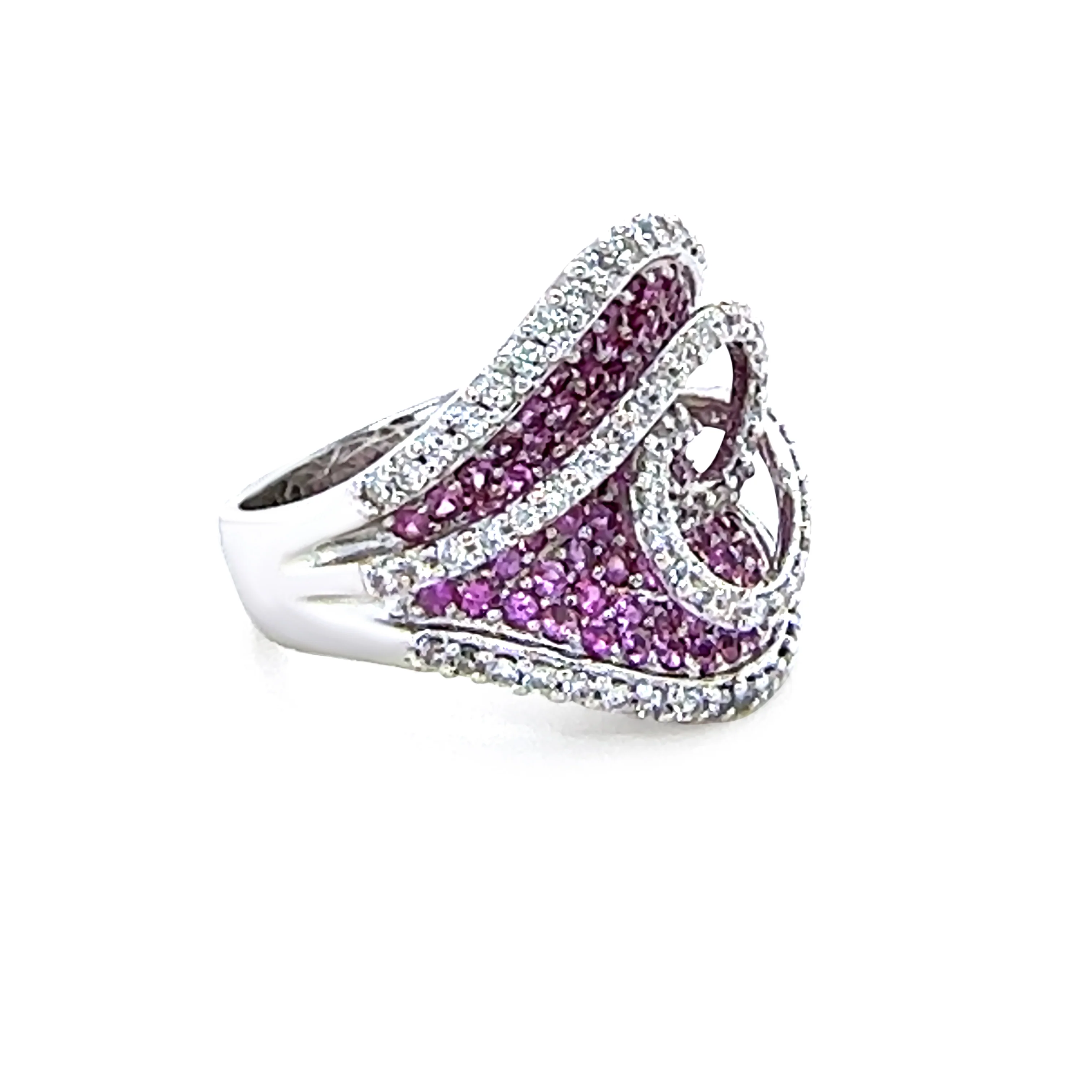 18ct White Gold Pink Sapphire and Diamond Dress Ring 3.74ct 17.85g - Image 5