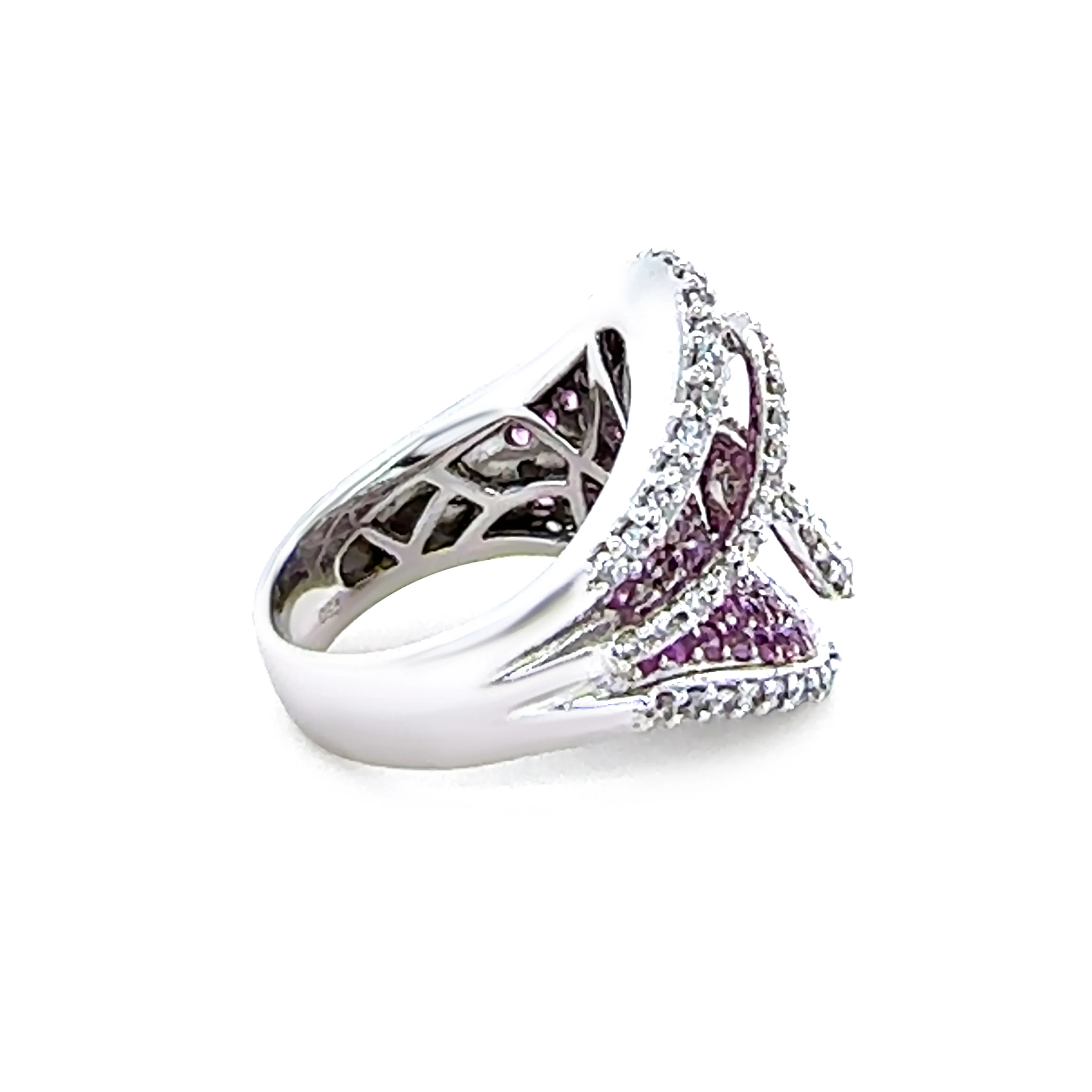 18ct White Gold Pink Sapphire and Diamond Dress Ring 3.74ct 17.85g - Image 6