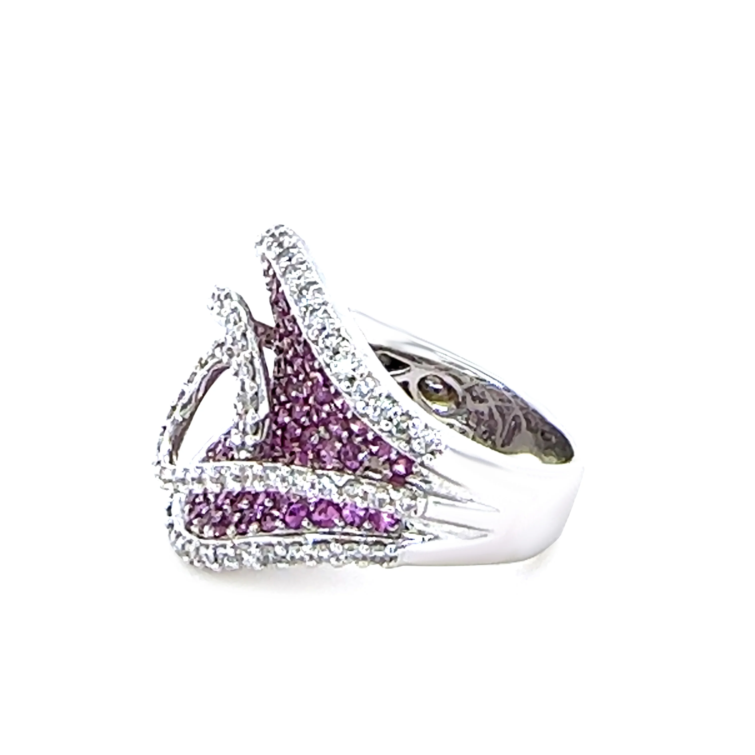 18ct White Gold Pink Sapphire and Diamond Dress Ring 3.74ct 17.85g - Image 8