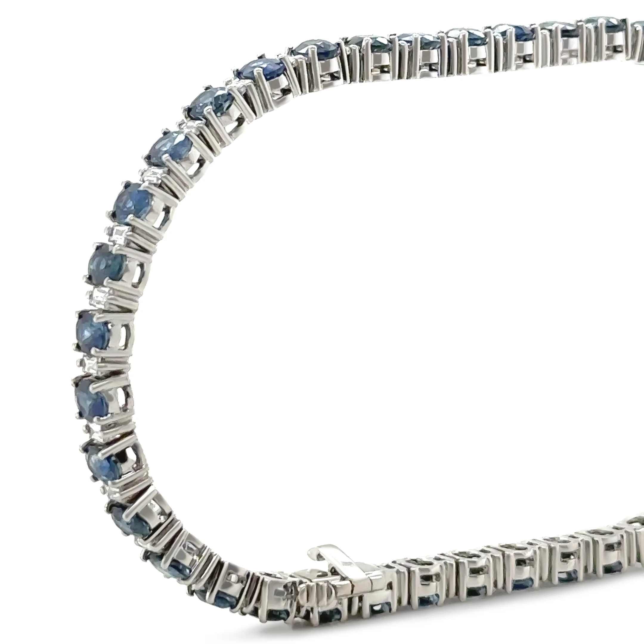 18ct White Gold Sapphire and Diamond Tennis Bracelet 8.5ct 14.38g - Image 9