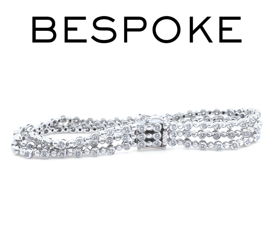 18ct White Gold Three-Row Diamond Bracelet 3.40ct 21.85g