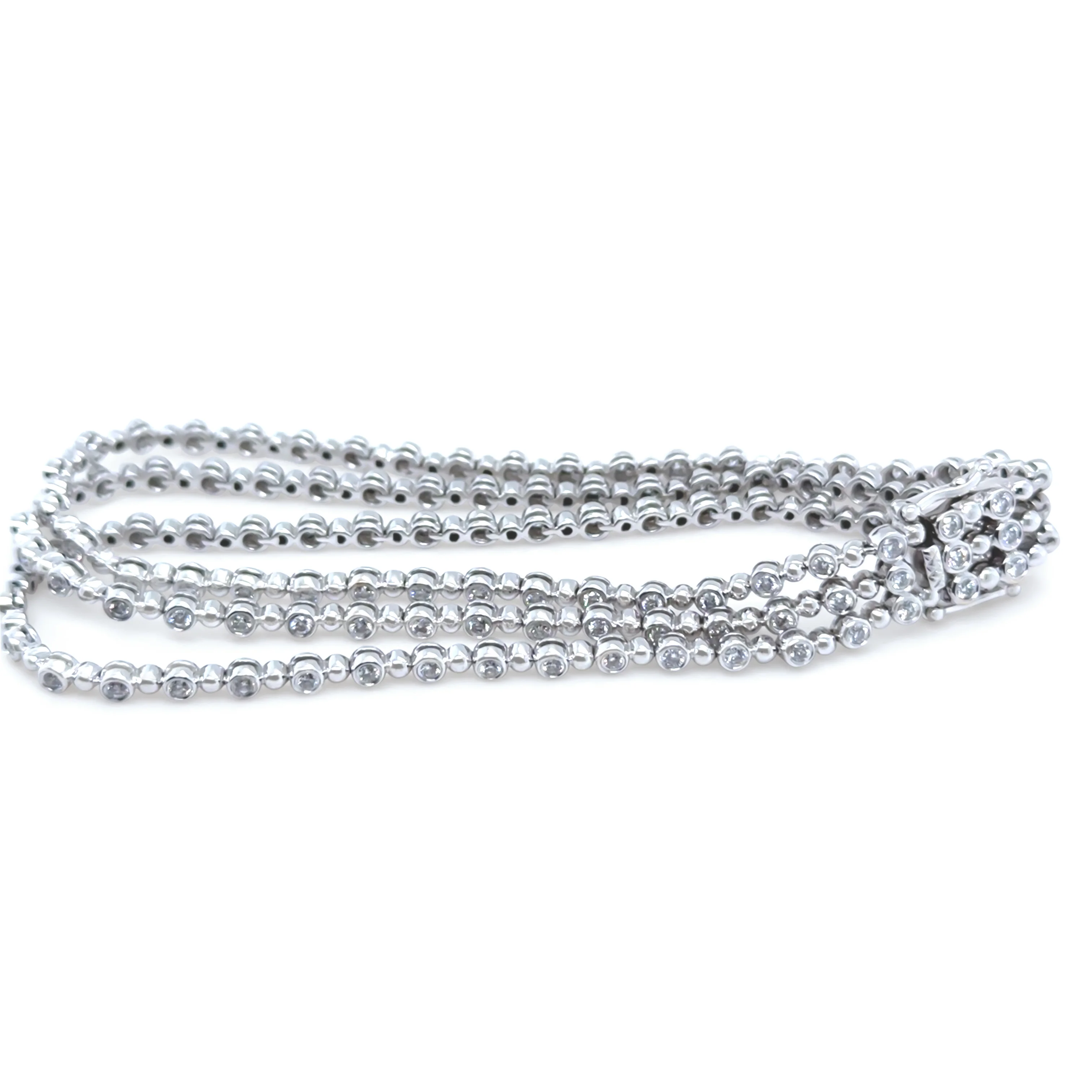 18ct White Gold Three-Row Diamond Bracelet 3.40ct 21.85g - Image 2