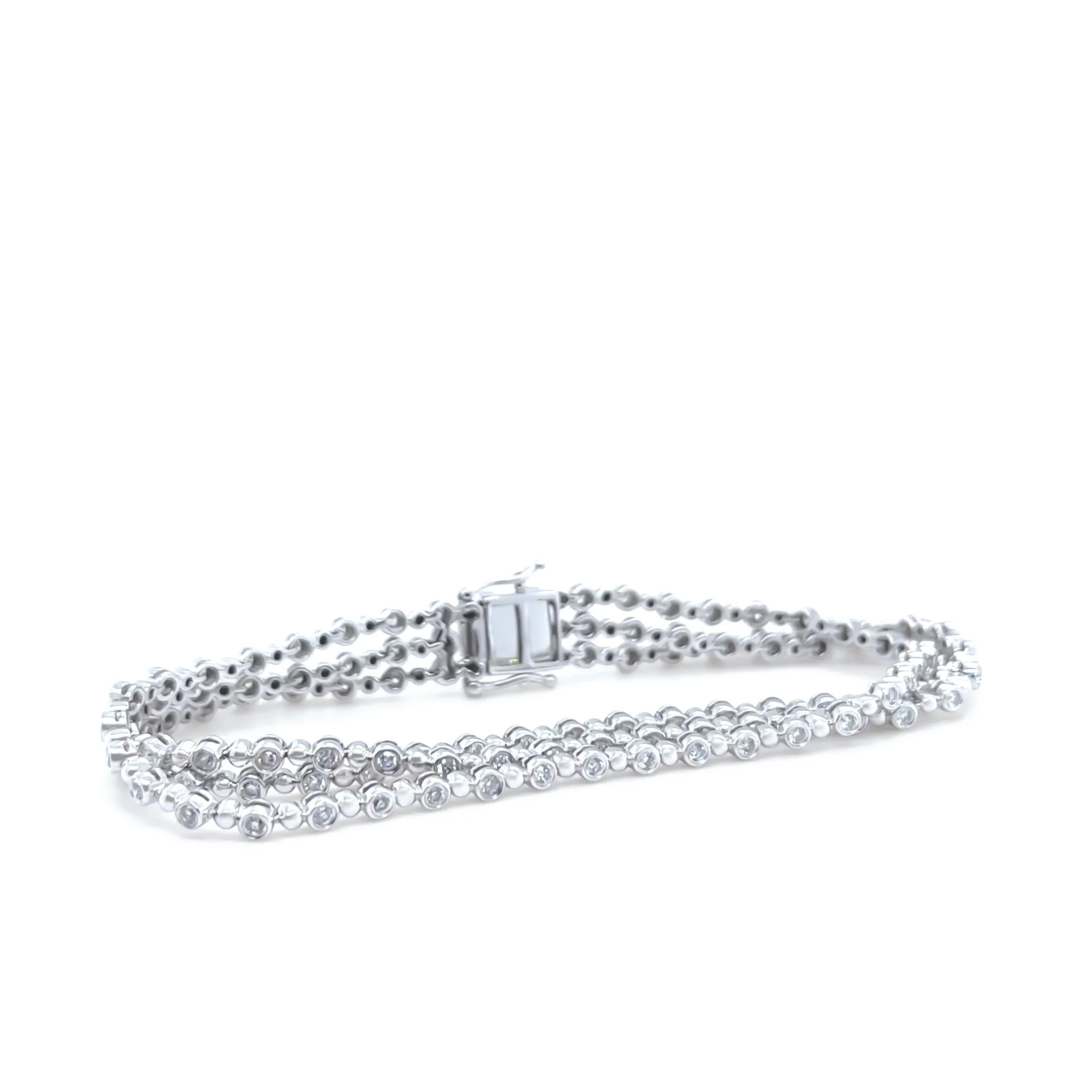 18ct White Gold Three-Row Diamond Bracelet 3.40ct 21.85g - Image 3