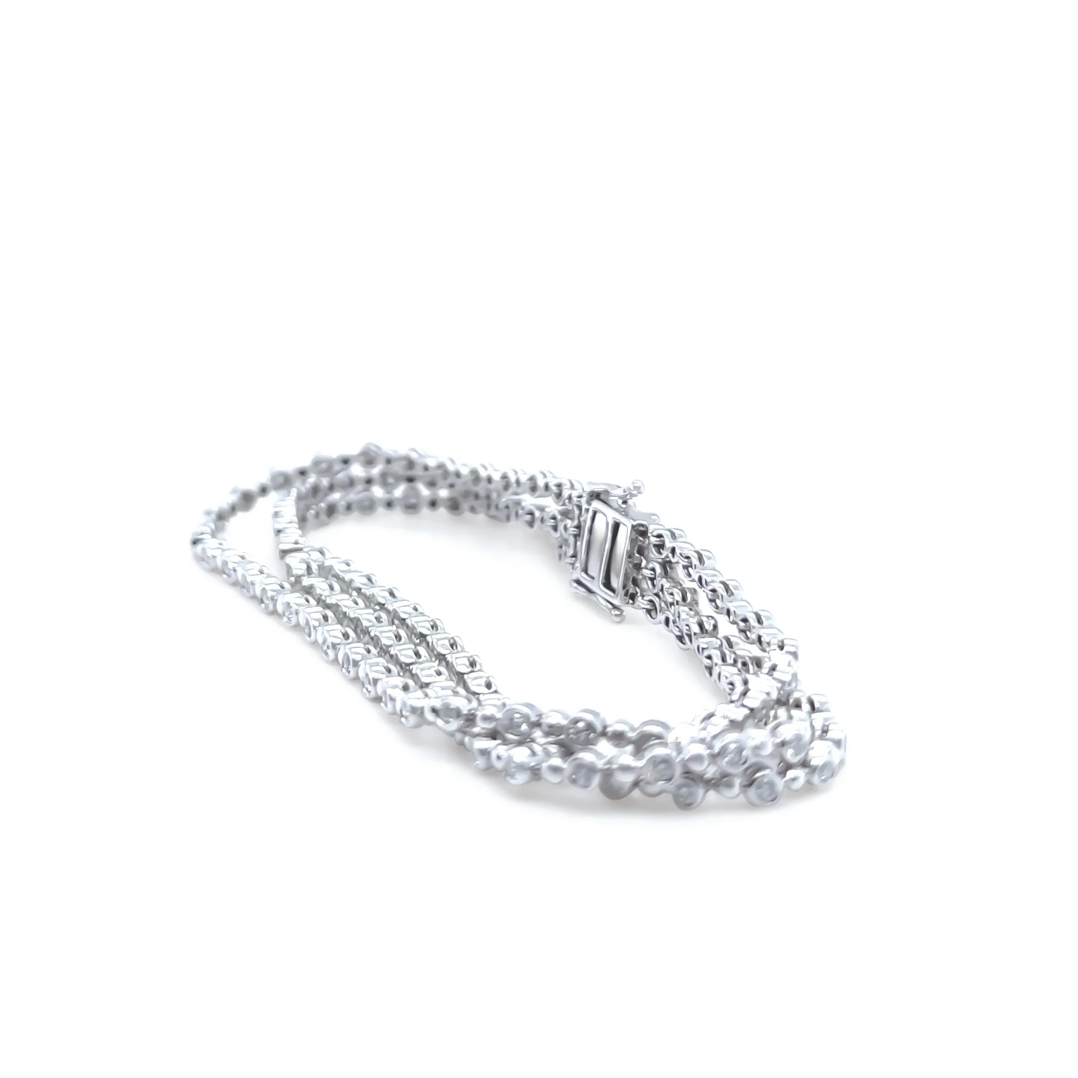 18ct White Gold Three-Row Diamond Bracelet 3.40ct 21.85g - Image 4