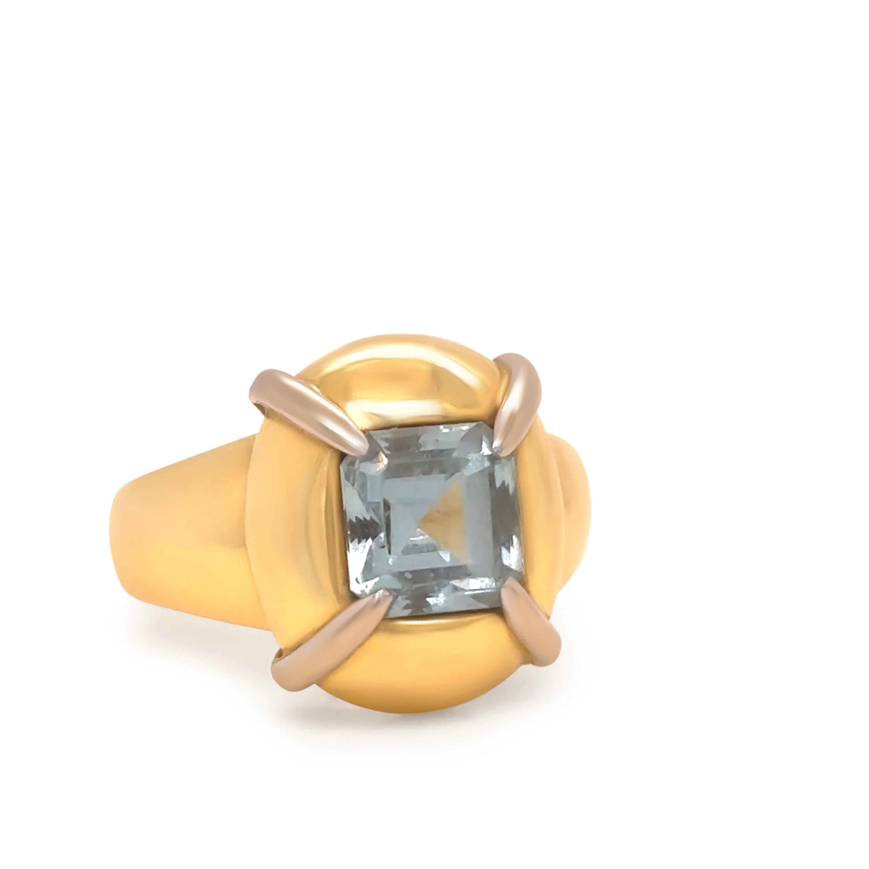 18ct Yellow and White Gold Aquamarine Retro Dress Ring 2.00ct - Image 2