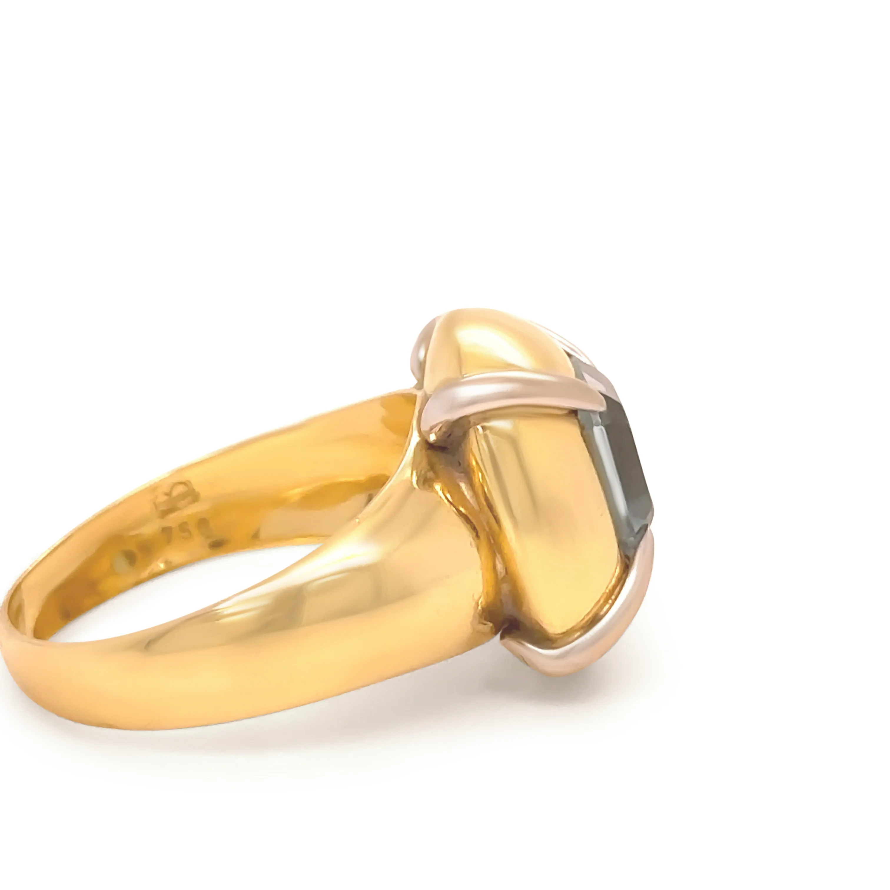 18ct Yellow and White Gold Aquamarine Retro Dress Ring 2.00ct - Image 3
