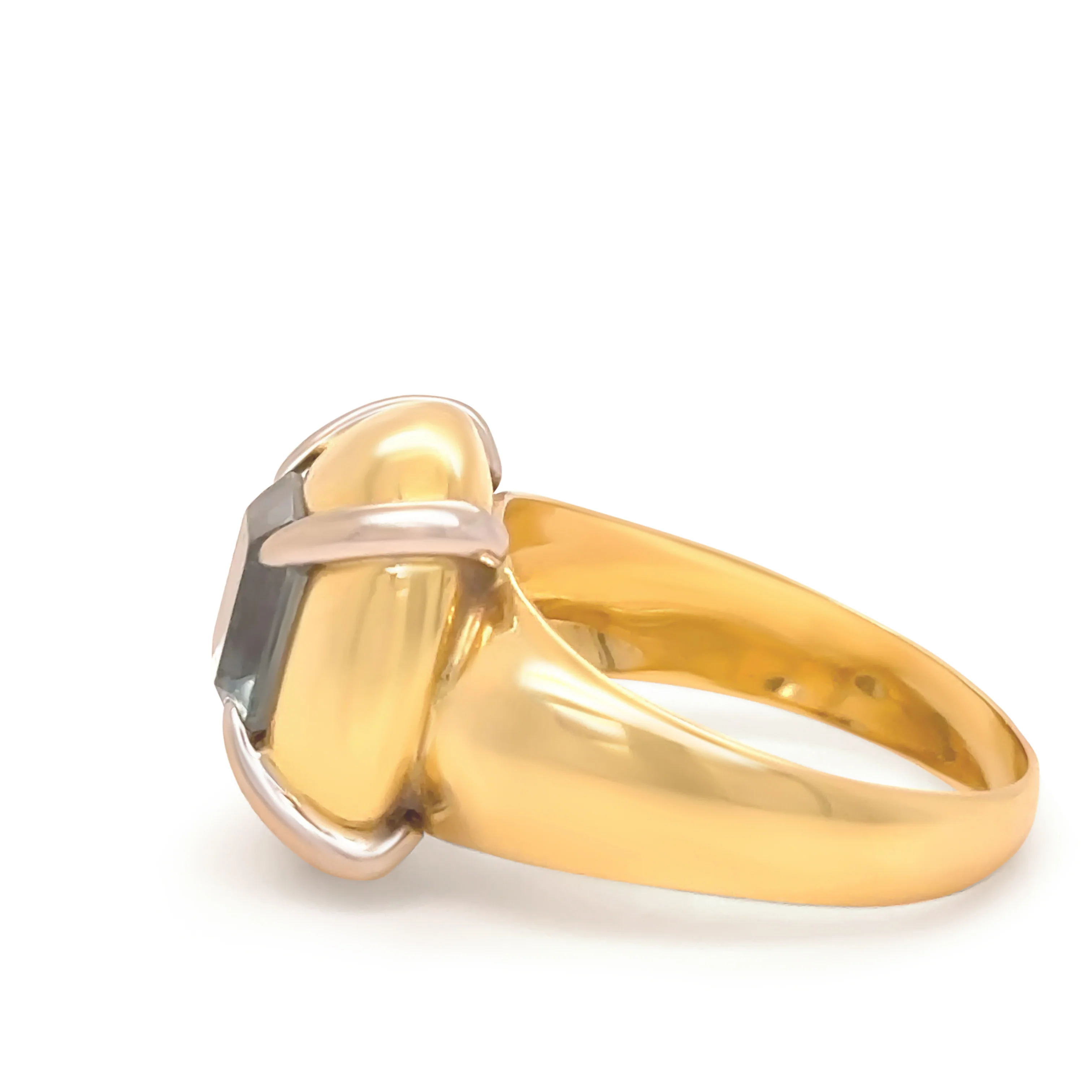 18ct Yellow and White Gold Aquamarine Retro Dress Ring 2.00ct - Image 5