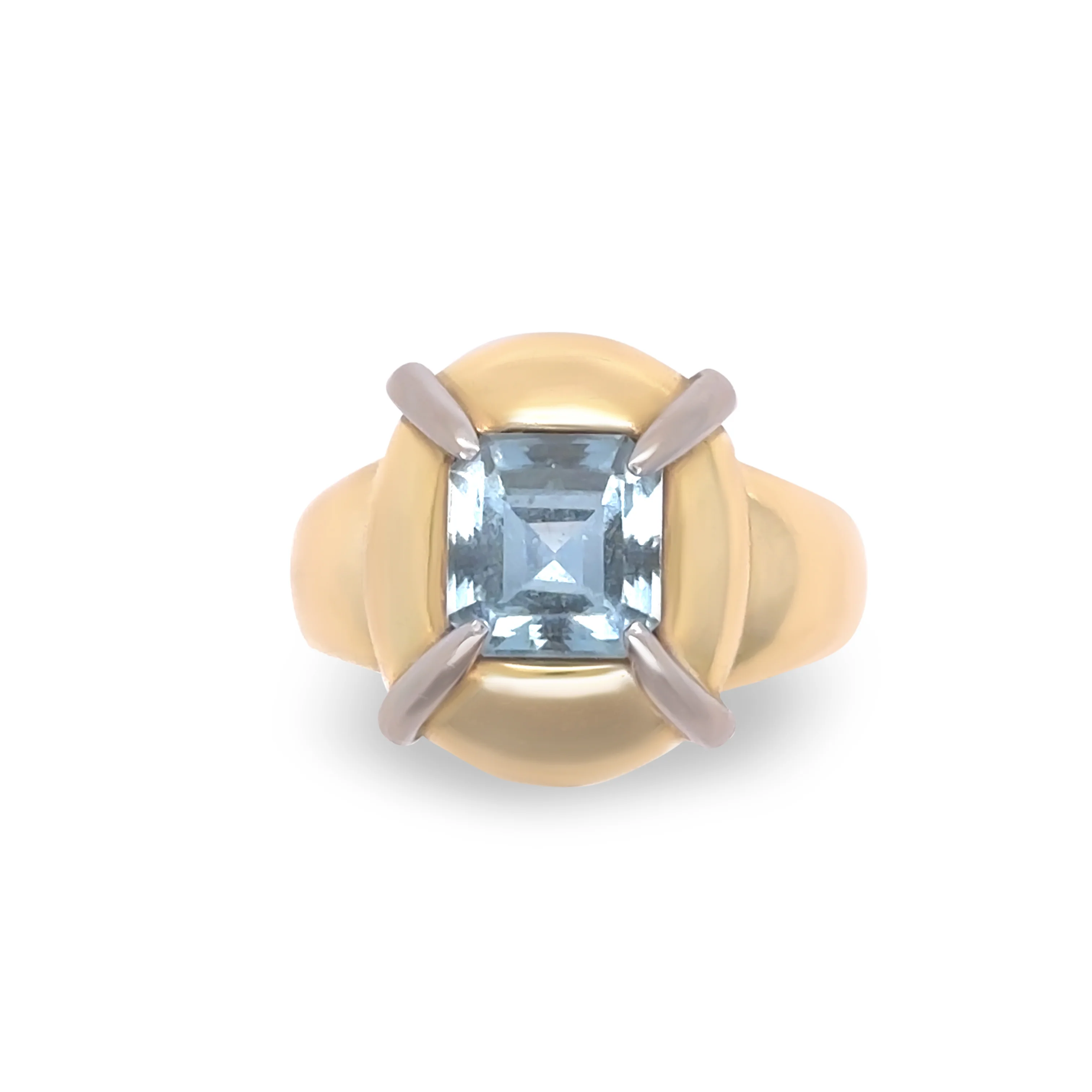 18ct Yellow and White Gold Aquamarine Retro Dress Ring 2.00ct - Image 7