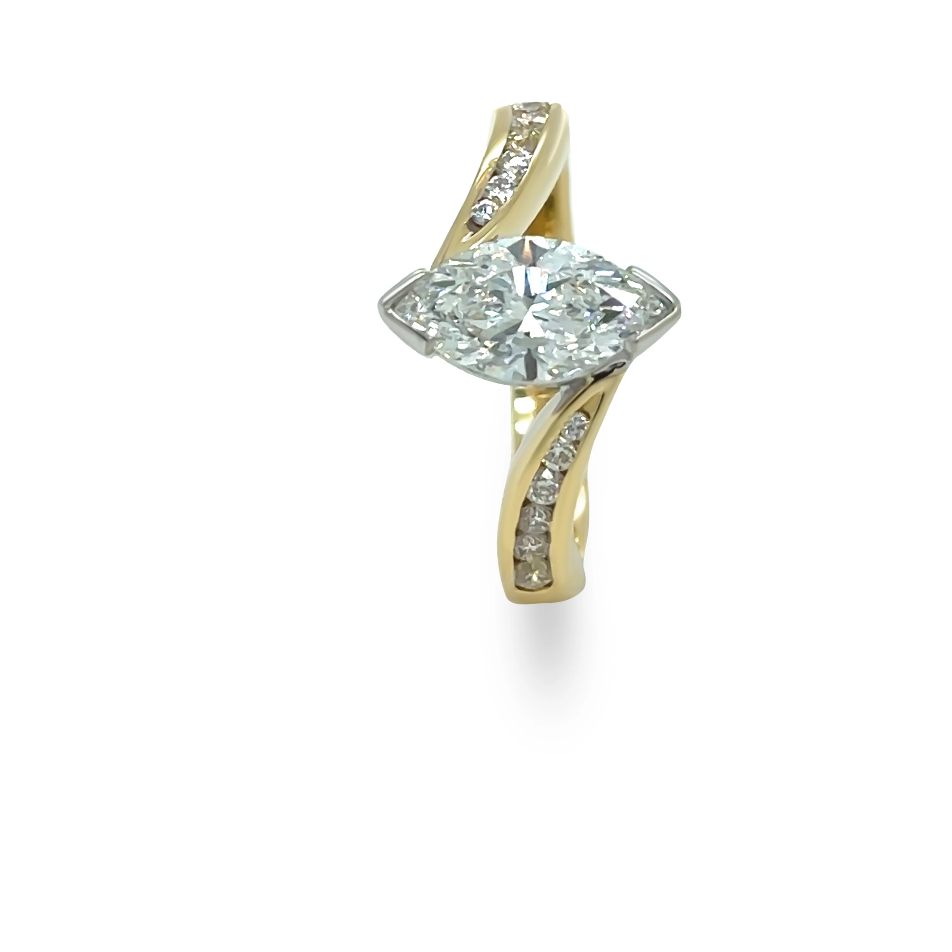 18ct Yellow and White Gold Marquise Diamond Engagement Ring 1.21ct 5.09g - Image 10