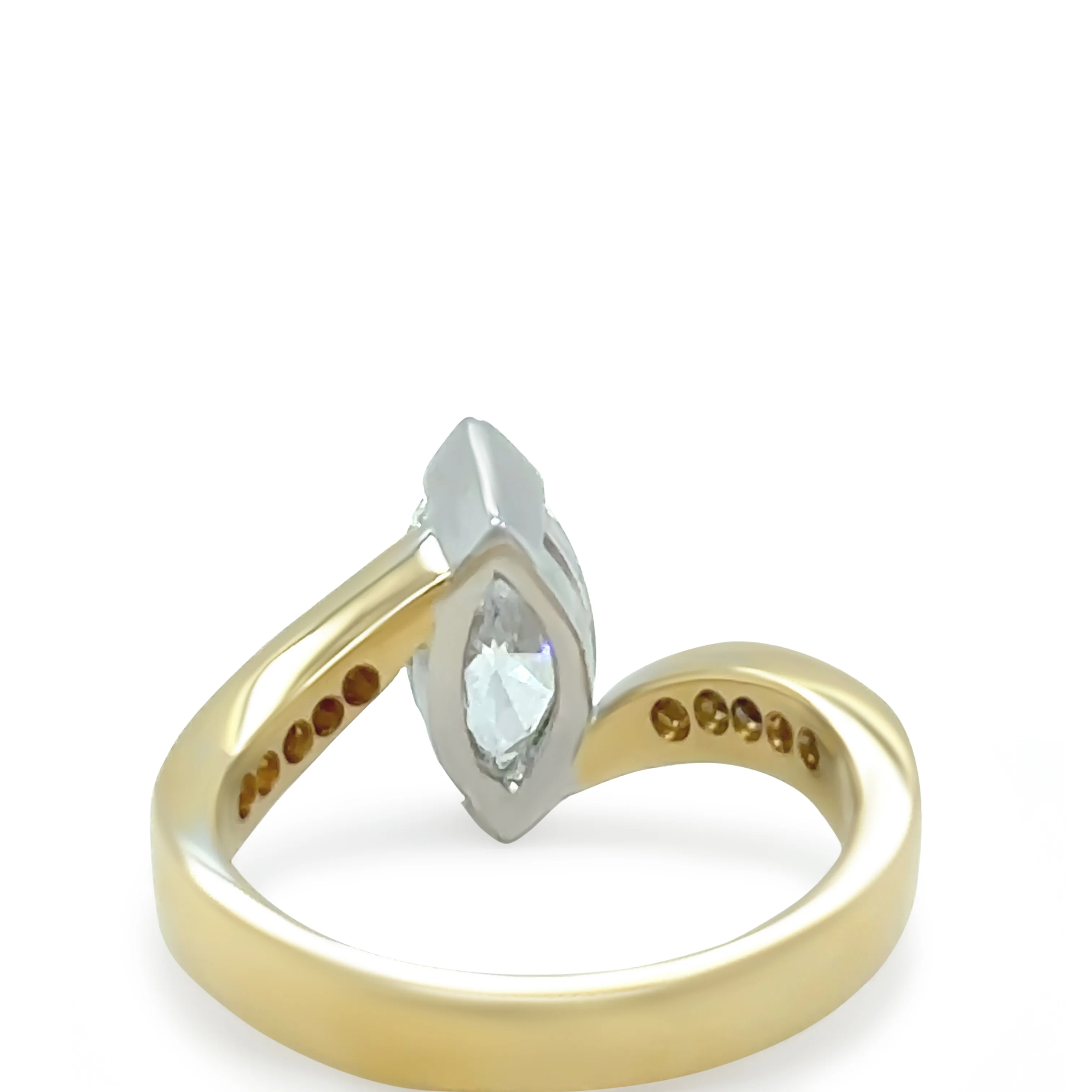 18ct Yellow and White Gold Marquise Diamond Engagement Ring 1.21ct 5.09g - Image 4