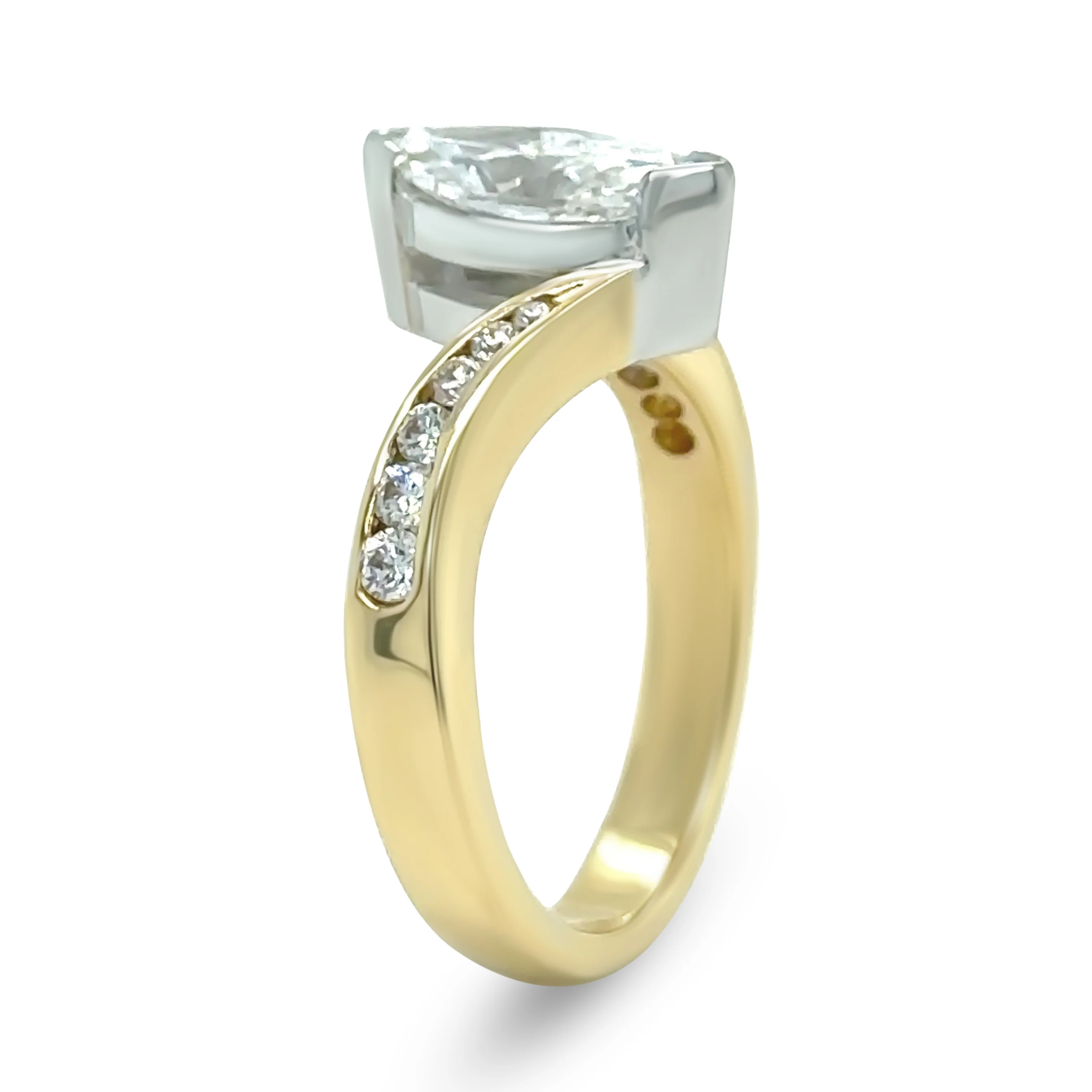 18ct Yellow and White Gold Marquise Diamond Engagement Ring 1.21ct 5.09g - Image 6