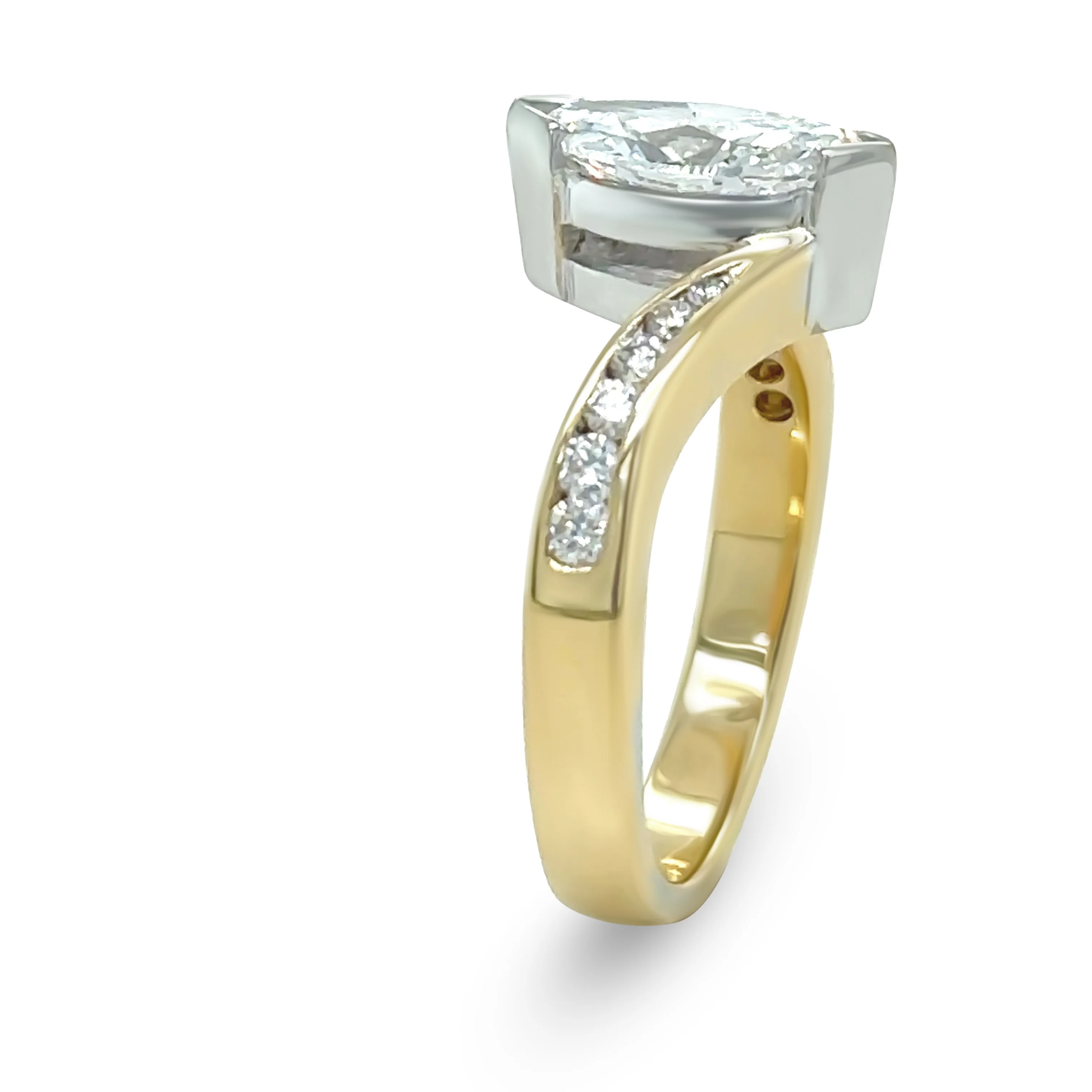 18ct Yellow and White Gold Marquise Diamond Engagement Ring 1.21ct 5.09g - Image 8