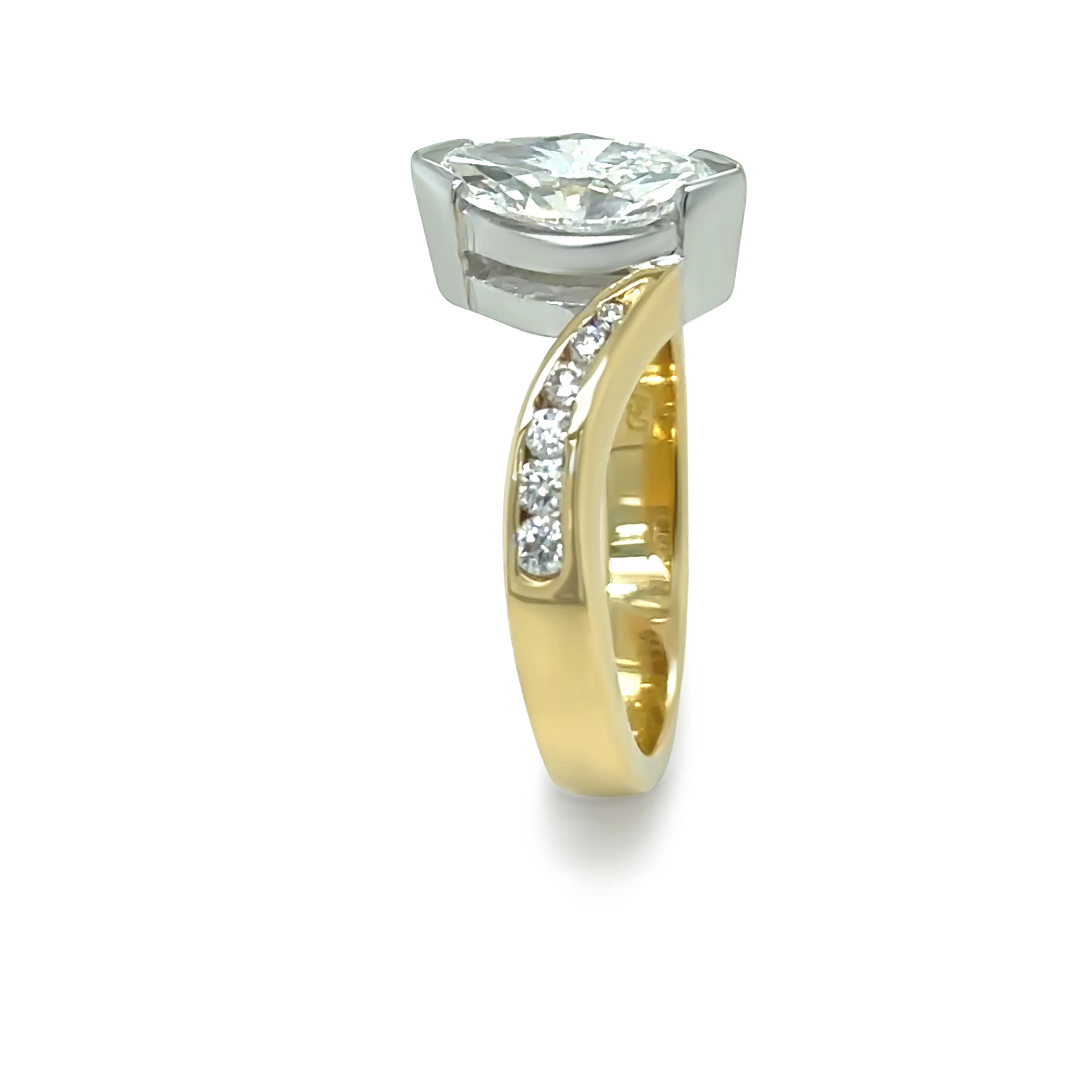 18ct Yellow and White Gold Marquise Diamond Engagement Ring 1.21ct 5.09g - Image 9