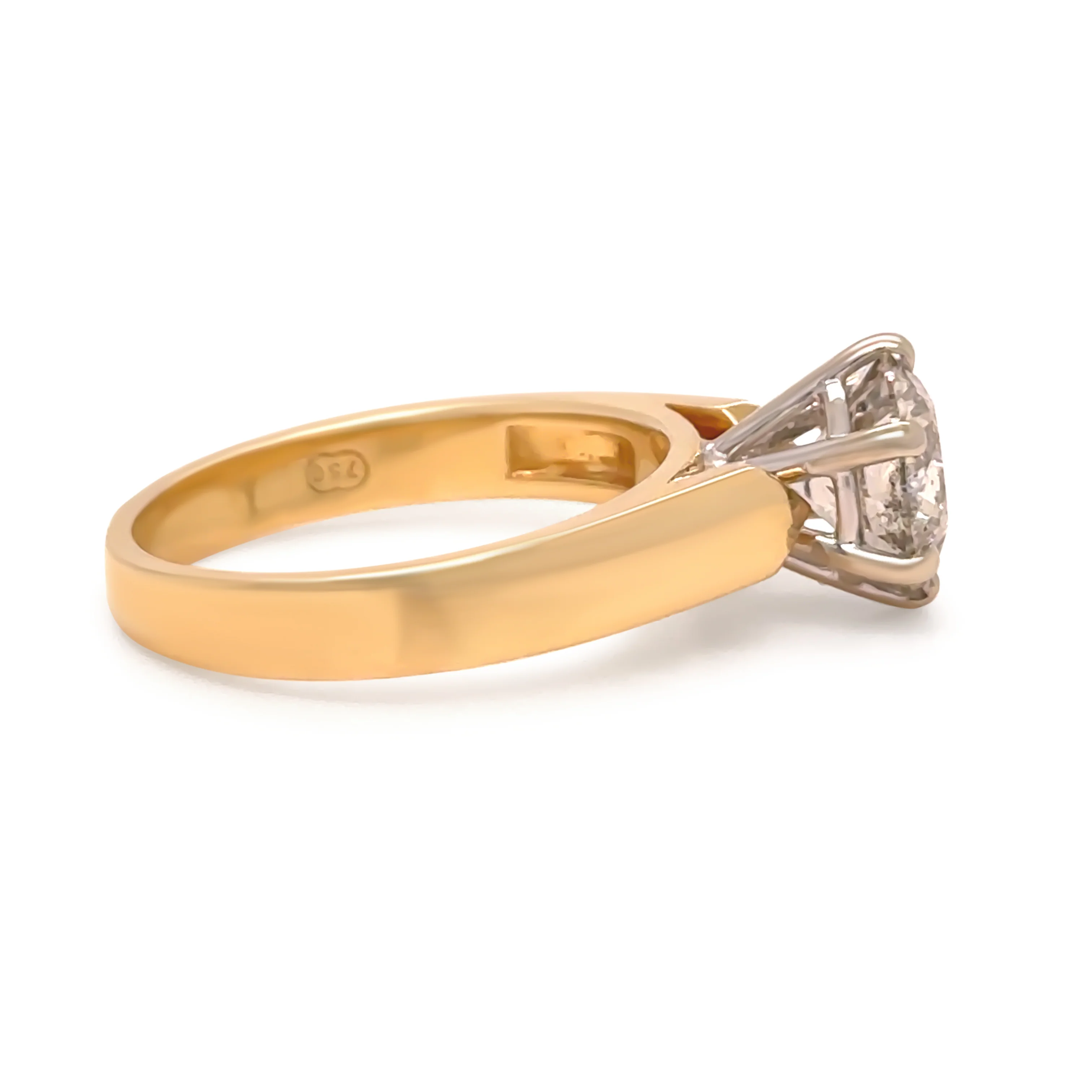 18ct Yellow and White Gold Round Brilliant Cut Diamond Solitaire Ring 2.04ct 5.95g - Image 4