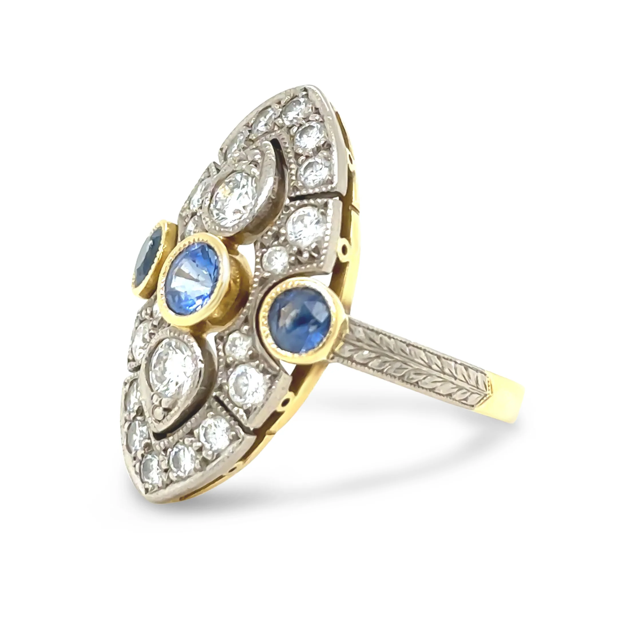 18ct Yellow and White Gold Sapphire and Diamond Ring 1.64ct - Image 3