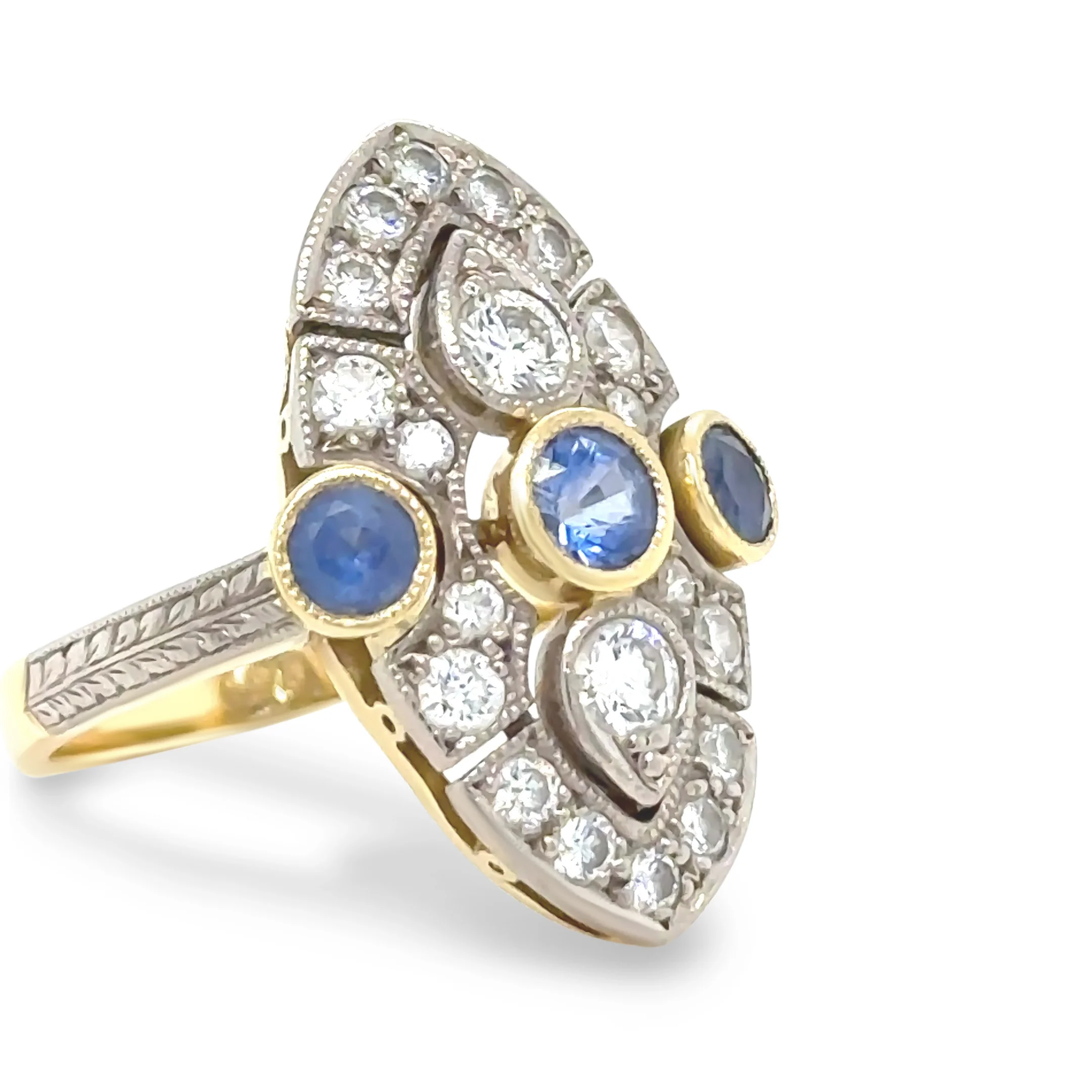 18ct Yellow and White Gold Sapphire and Diamond Ring 1.64ct - Image 4