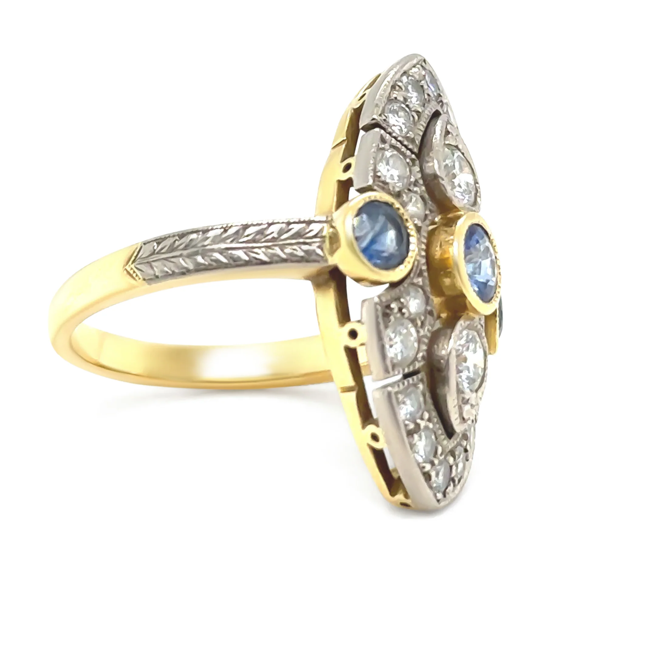 18ct Yellow and White Gold Sapphire and Diamond Ring 1.64ct - Image 5
