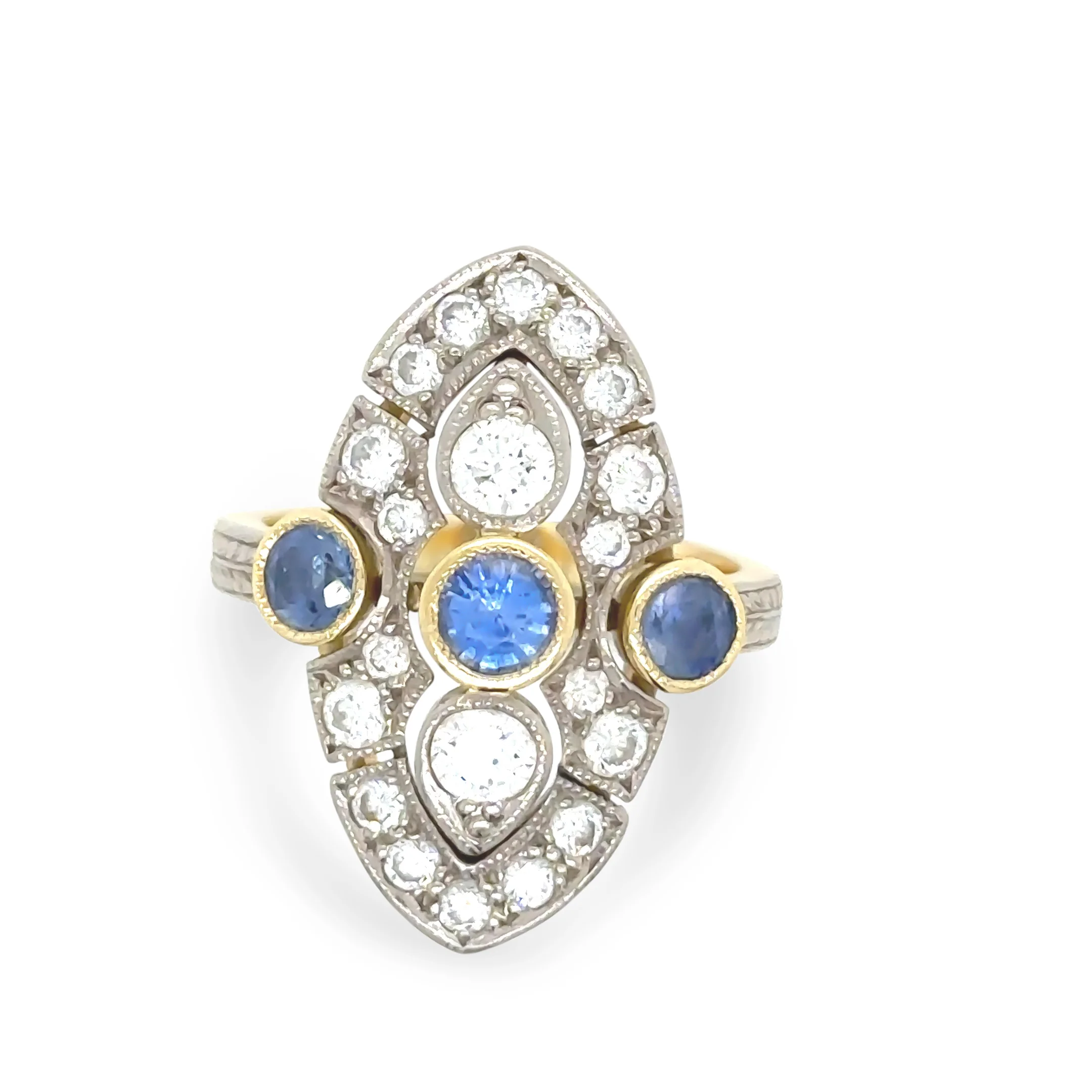 18ct Yellow and White Gold Sapphire and Diamond Ring 1.64ct - Image 6