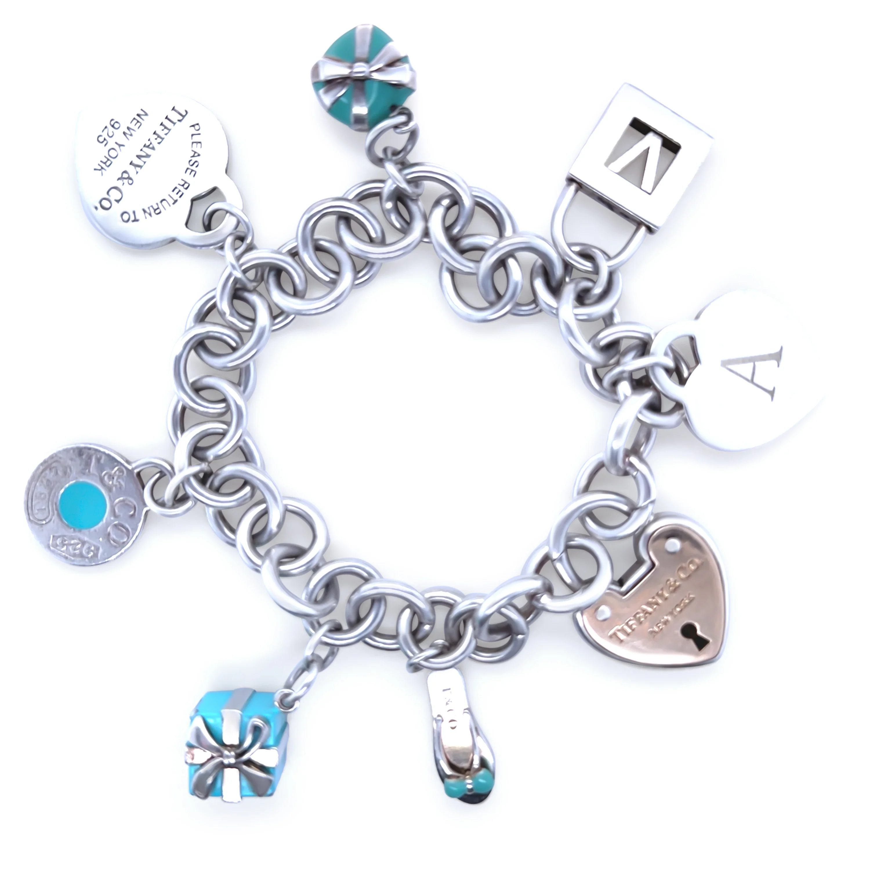 Tiffany & Co 18ct Yellow Gold and Sterling Silver Charm Bracelet 78.7g - Image 2