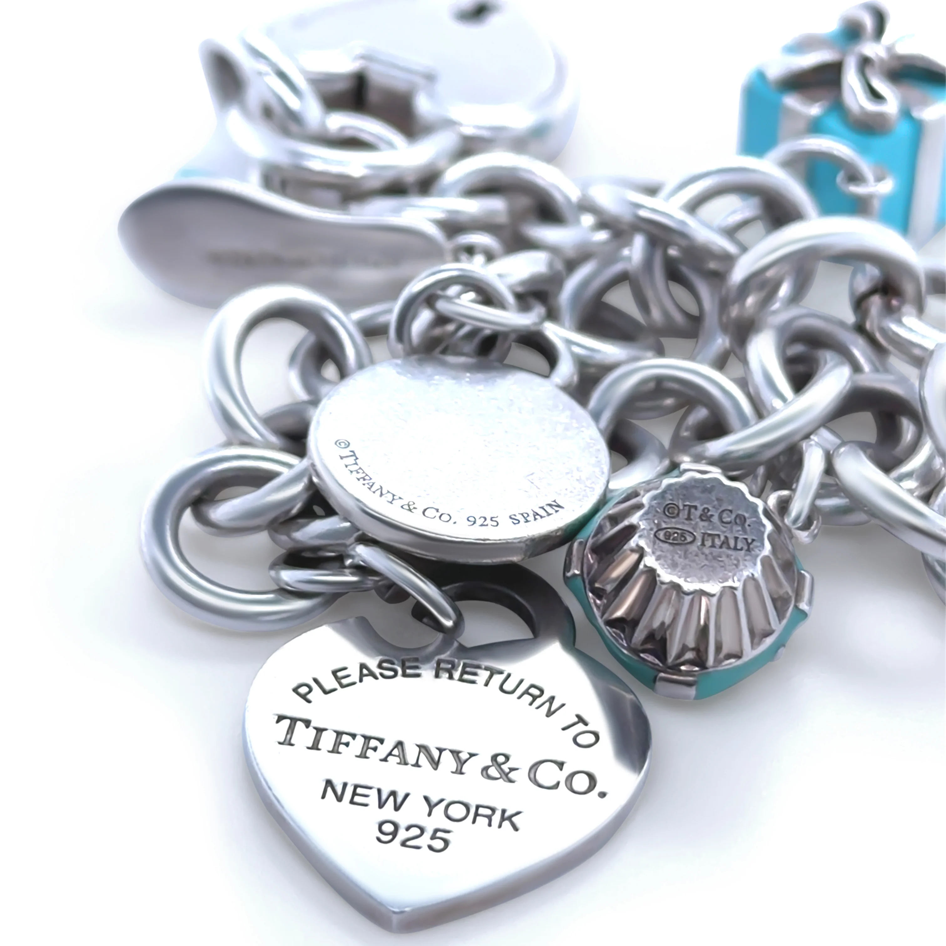 Tiffany & Co 18ct Yellow Gold and Sterling Silver Charm Bracelet 78.7g - Image 4