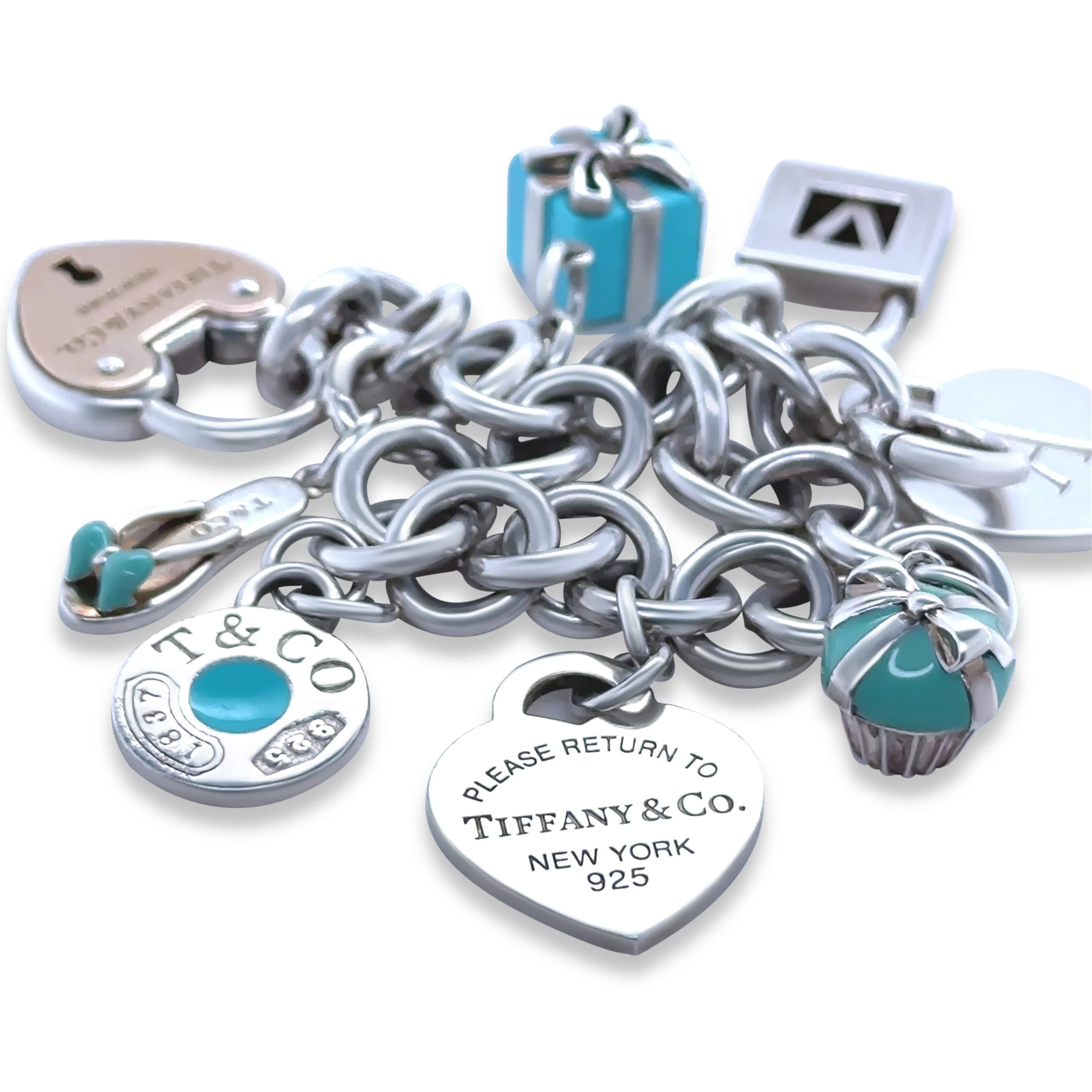 Tiffany & Co 18ct Yellow Gold and Sterling Silver Charm Bracelet 78.7g - Image 5