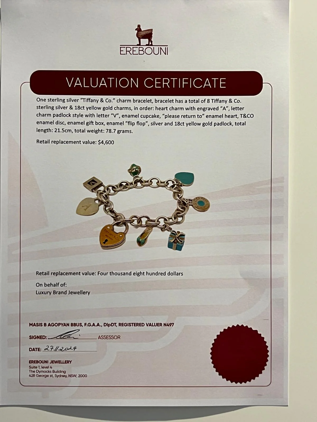 Tiffany & Co 18ct Yellow Gold and Sterling Silver Charm Bracelet 78.7g - Image 7