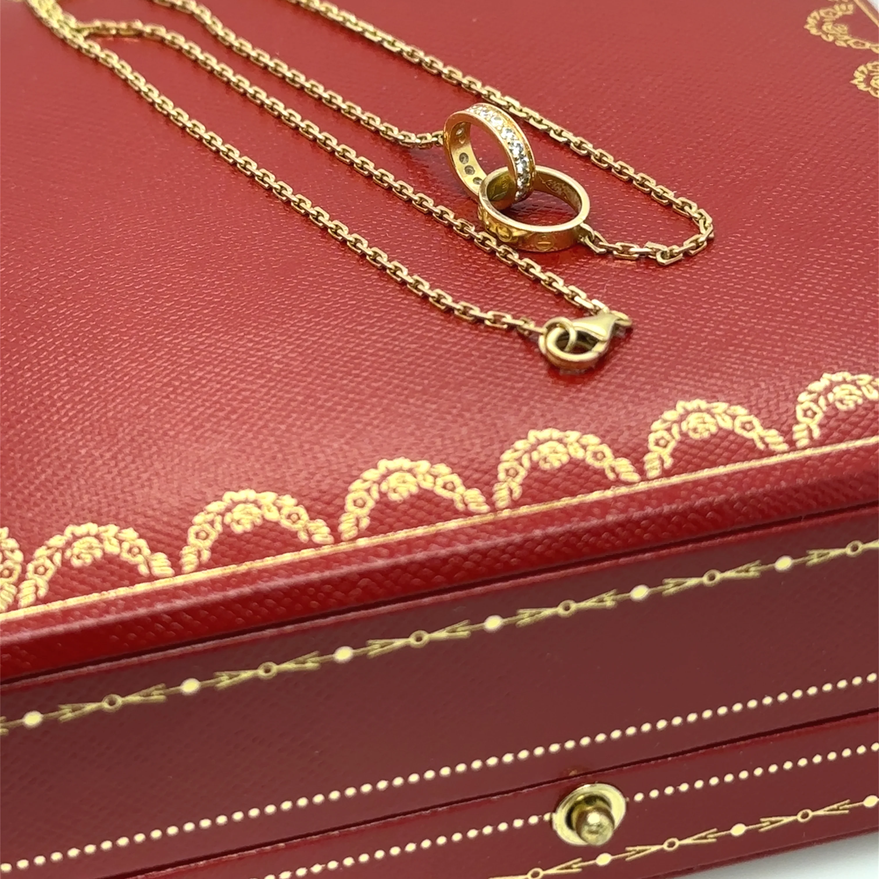 18ct Yellow Gold Cartier LOVE Semi-Pavé Diamond Necklace 0.22ct 6.58g - Image 10