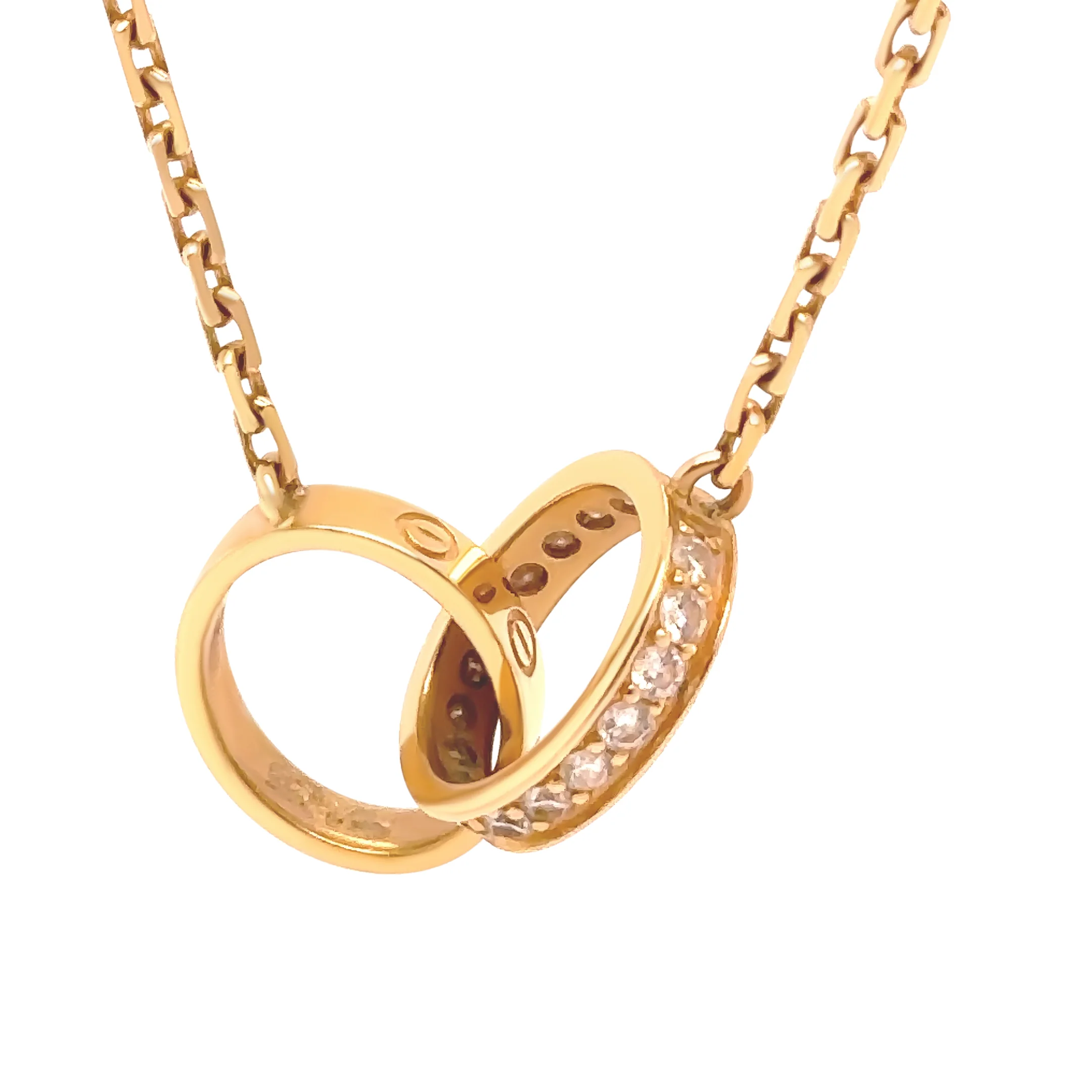 18ct Yellow Gold Cartier LOVE Semi-Pavé Diamond Necklace 0.22ct 6.58g - Image 2