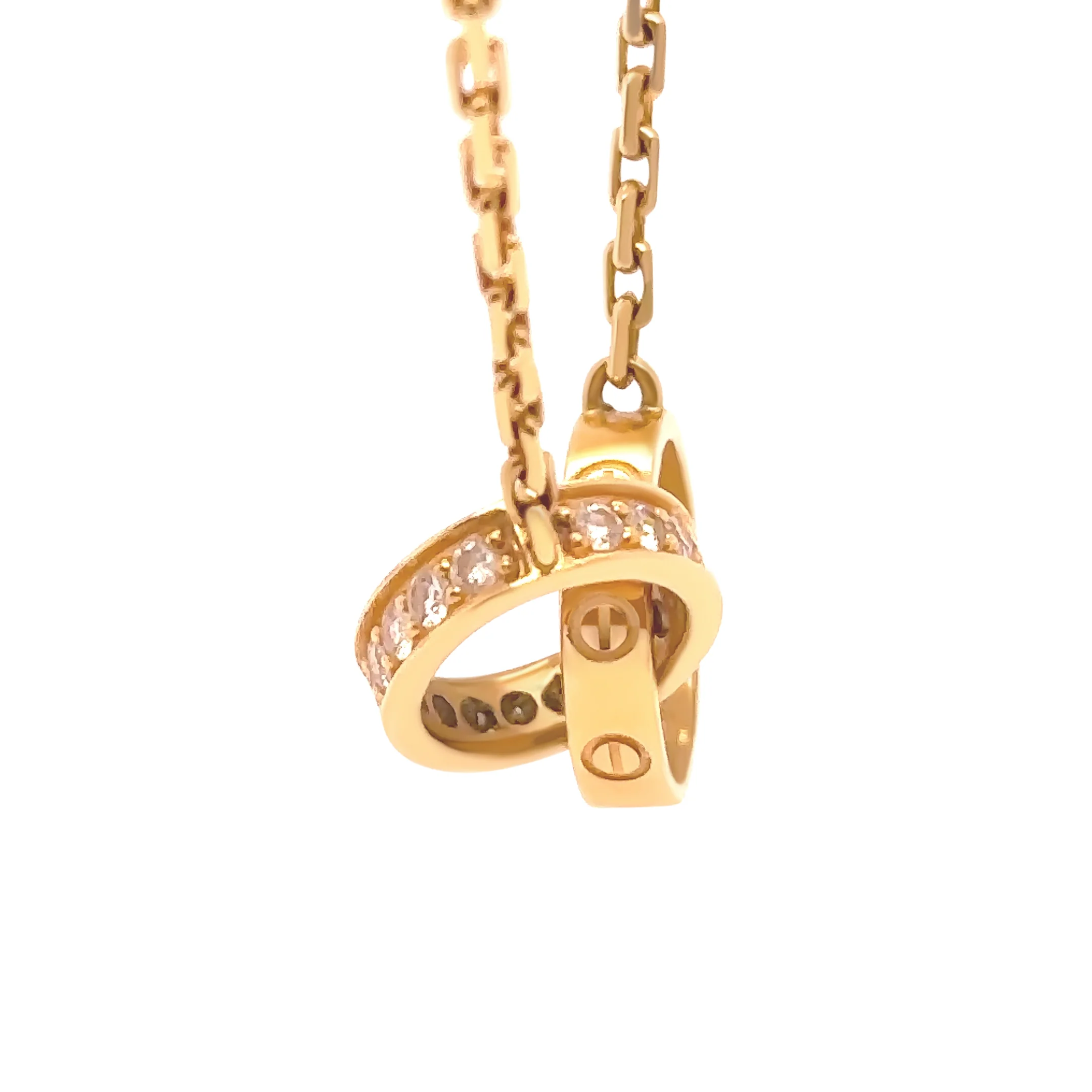 18ct Yellow Gold Cartier LOVE Semi-Pavé Diamond Necklace 0.22ct 6.58g - Image 3