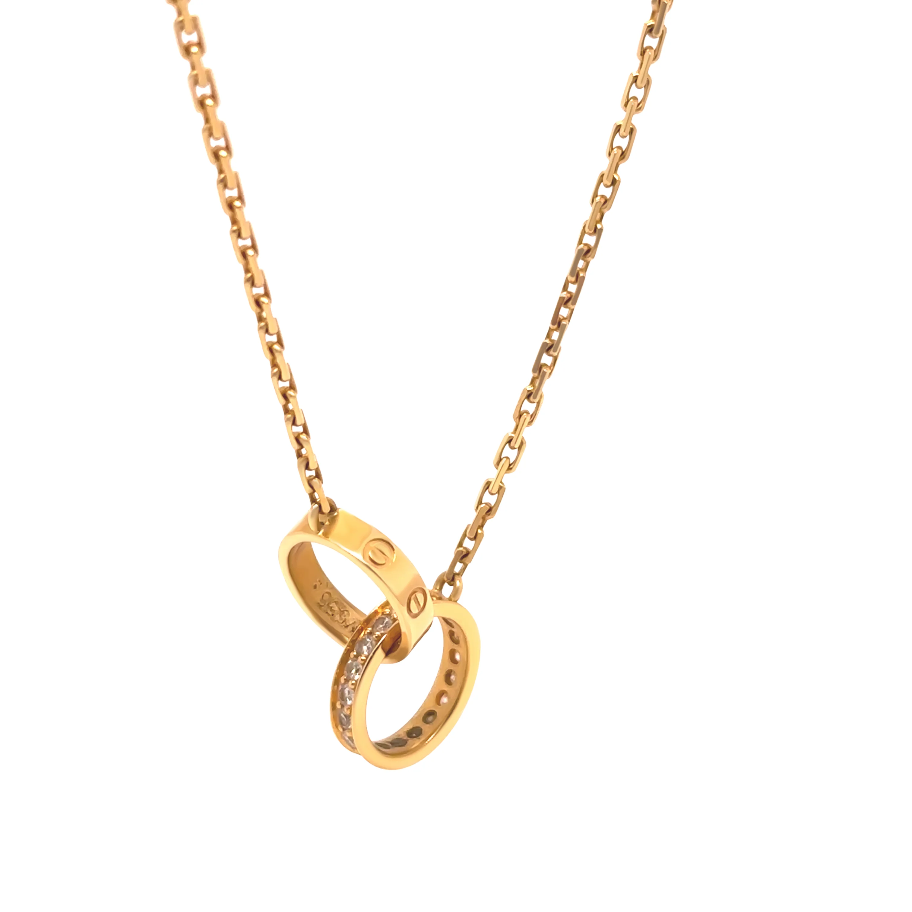 18ct Yellow Gold Cartier LOVE Semi-Pavé Diamond Necklace 0.22ct 6.58g - Image 4