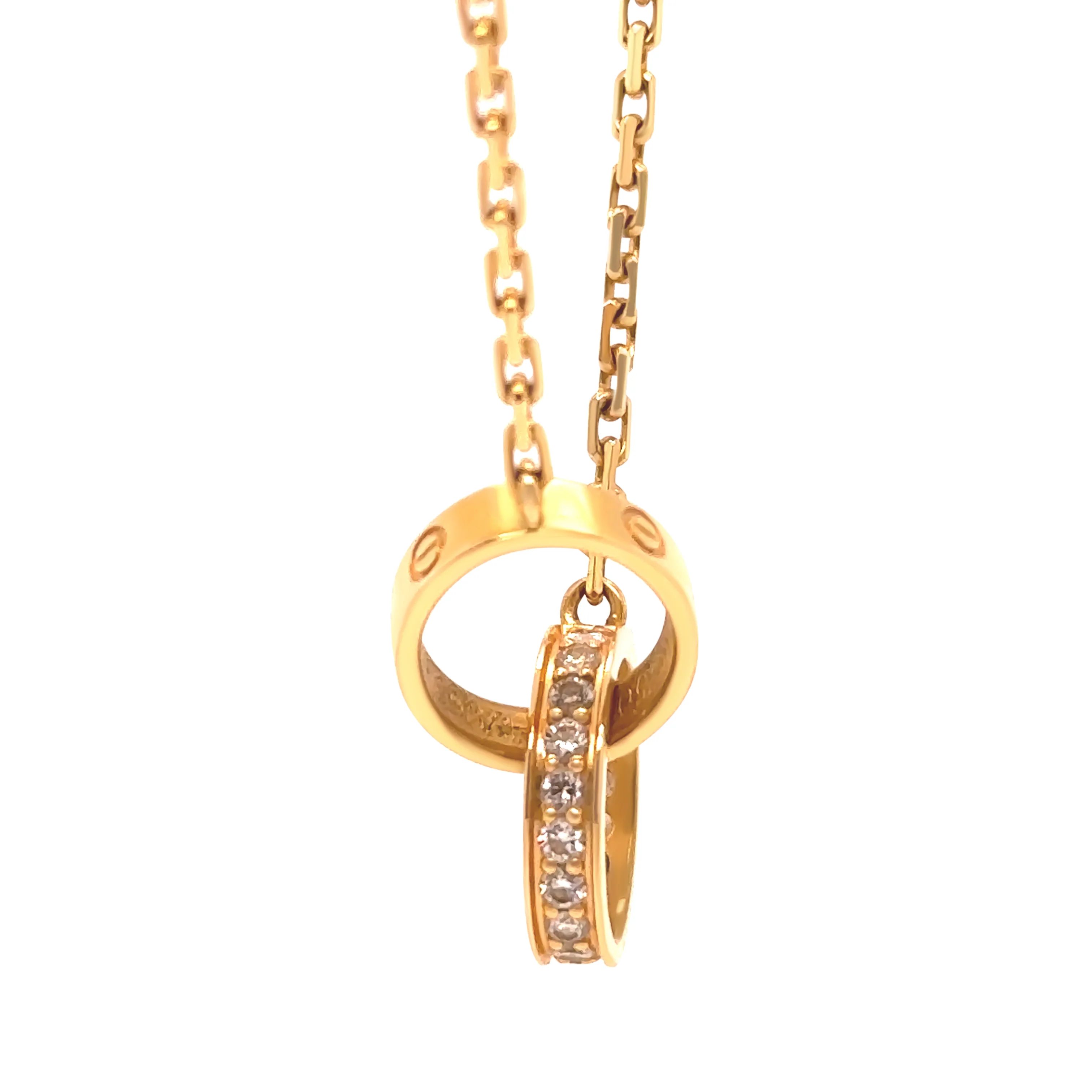 18ct Yellow Gold Cartier LOVE Semi-Pavé Diamond Necklace 0.22ct 6.58g - Image 5