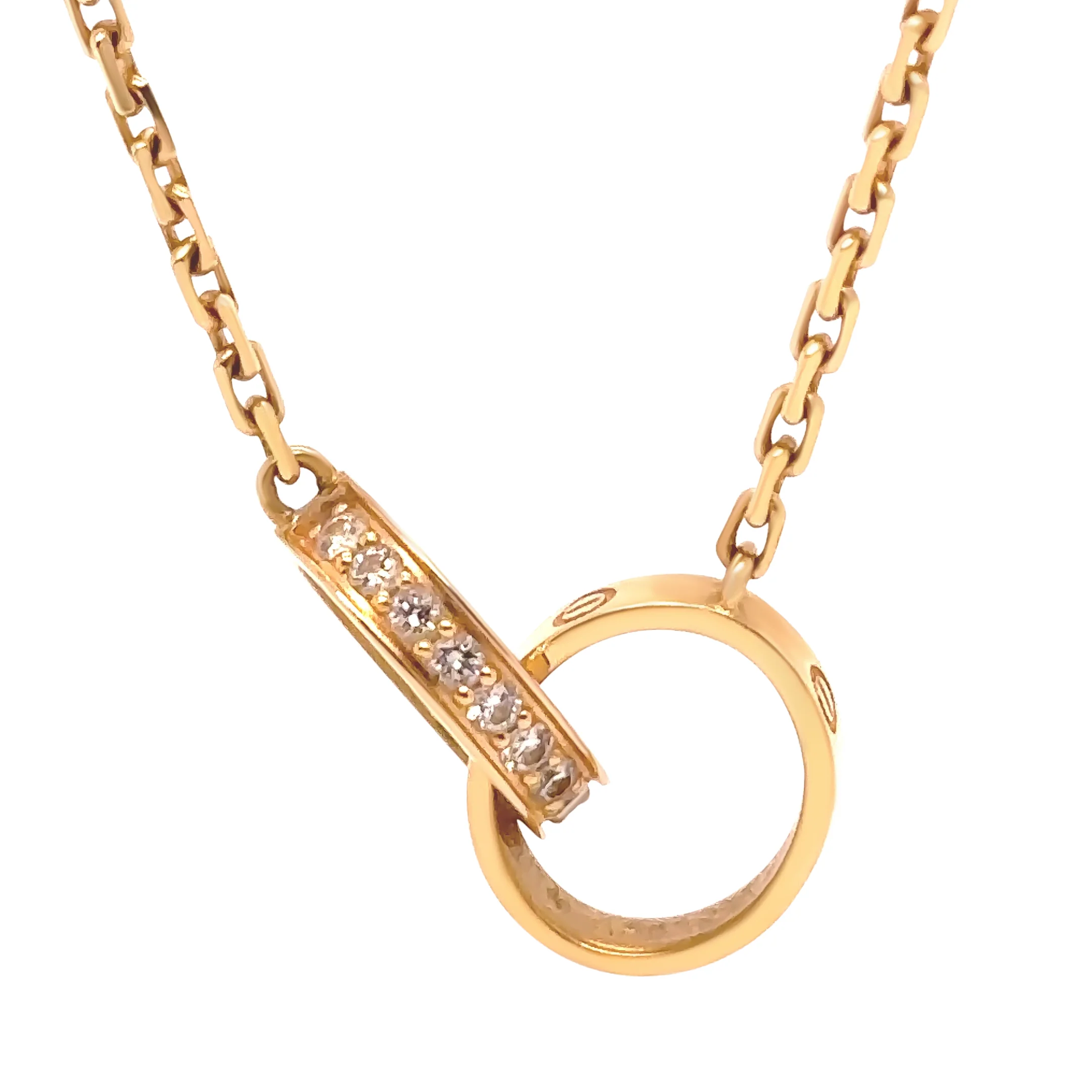 18ct Yellow Gold Cartier LOVE Semi-Pavé Diamond Necklace 0.22ct 6.58g - Image 6
