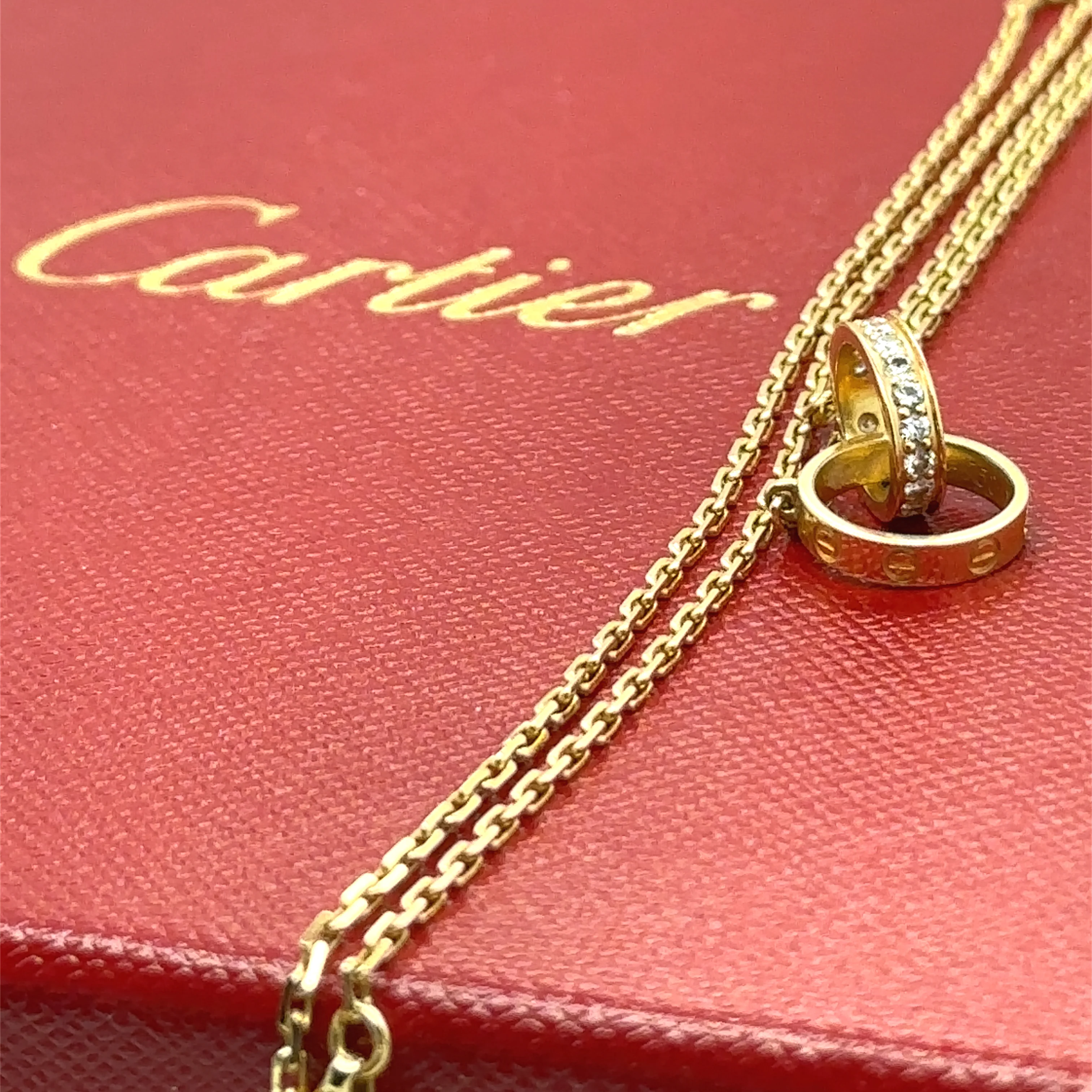 18ct Yellow Gold Cartier LOVE Semi-Pavé Diamond Necklace 0.22ct 6.58g - Image 7