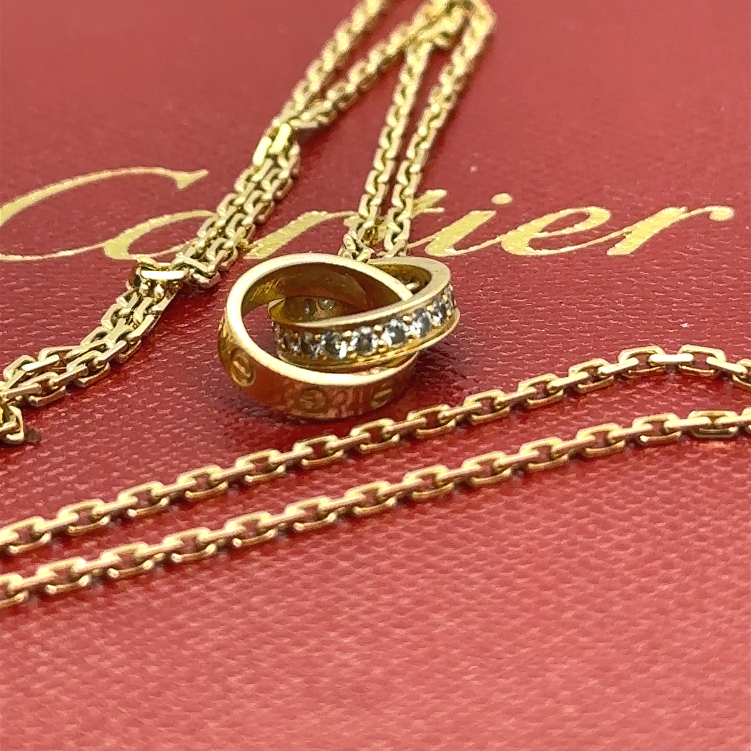 18ct Yellow Gold Cartier LOVE Semi-Pavé Diamond Necklace 0.22ct 6.58g - Image 8