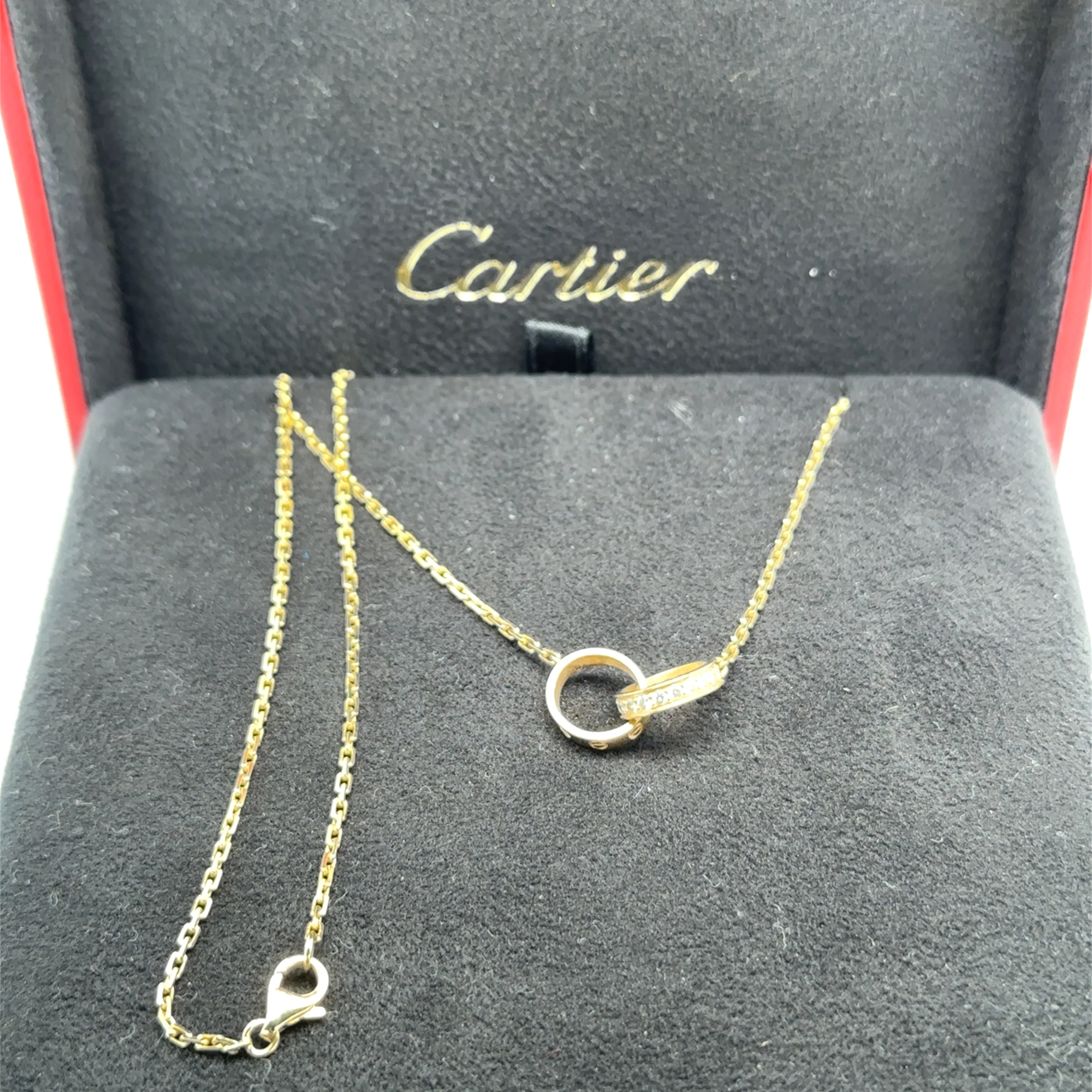 18ct Yellow Gold Cartier LOVE Semi-Pavé Diamond Necklace 0.22ct 6.58g - Image 9