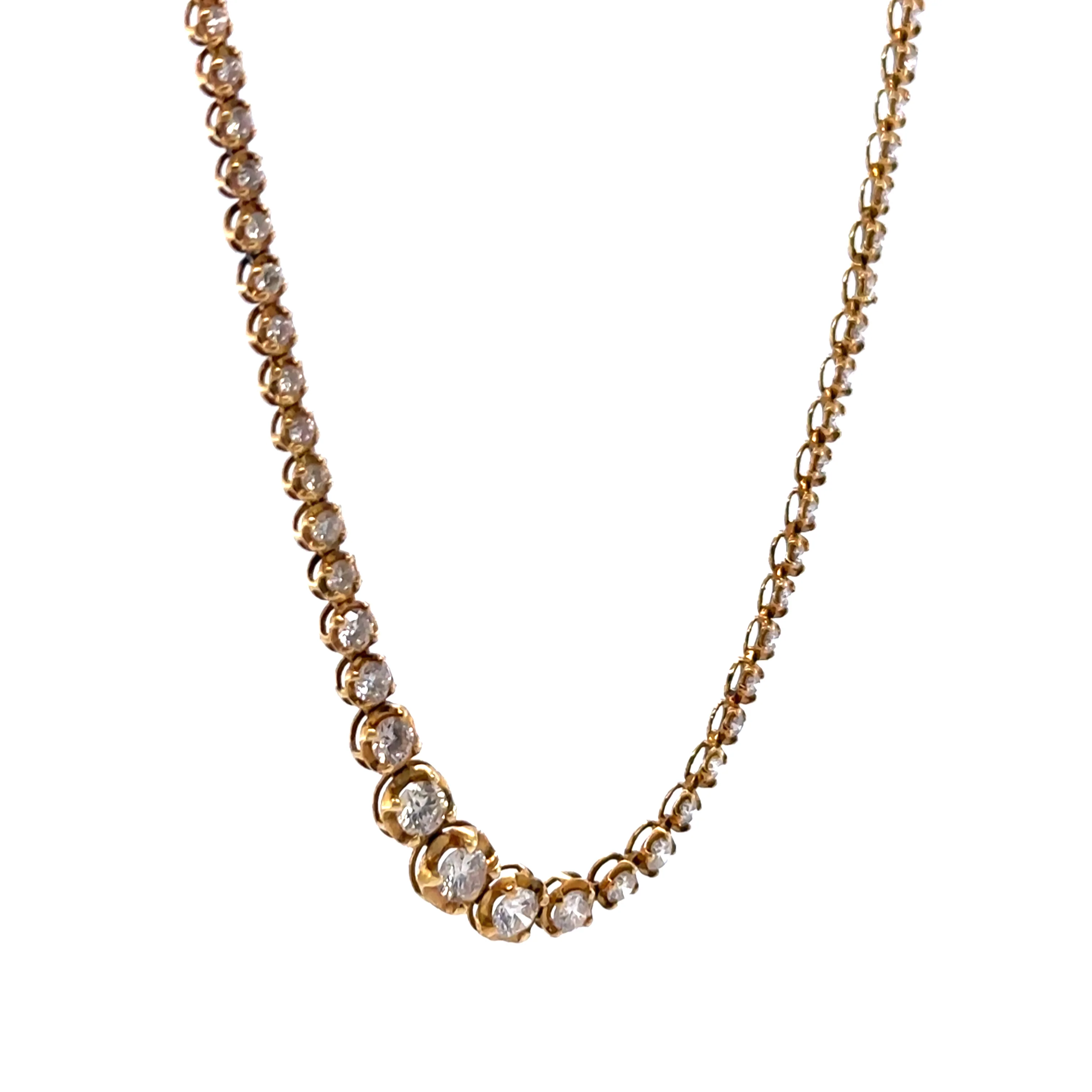 18ct Yellow Gold Diamond Tennis Necklace 3.00ct 8.3g - Image 2