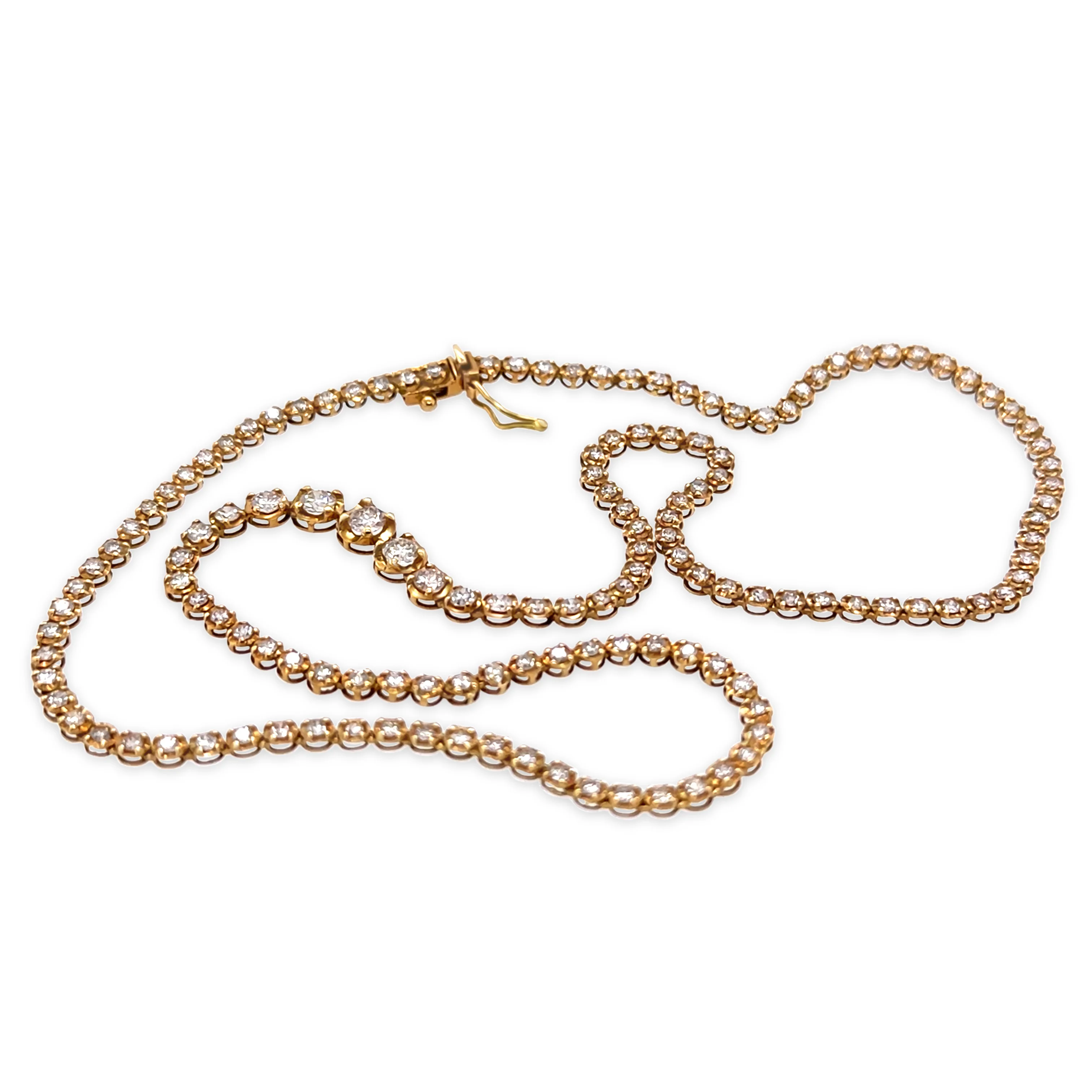18ct Yellow Gold Diamond Tennis Necklace 3.00ct 8.3g - Image 5