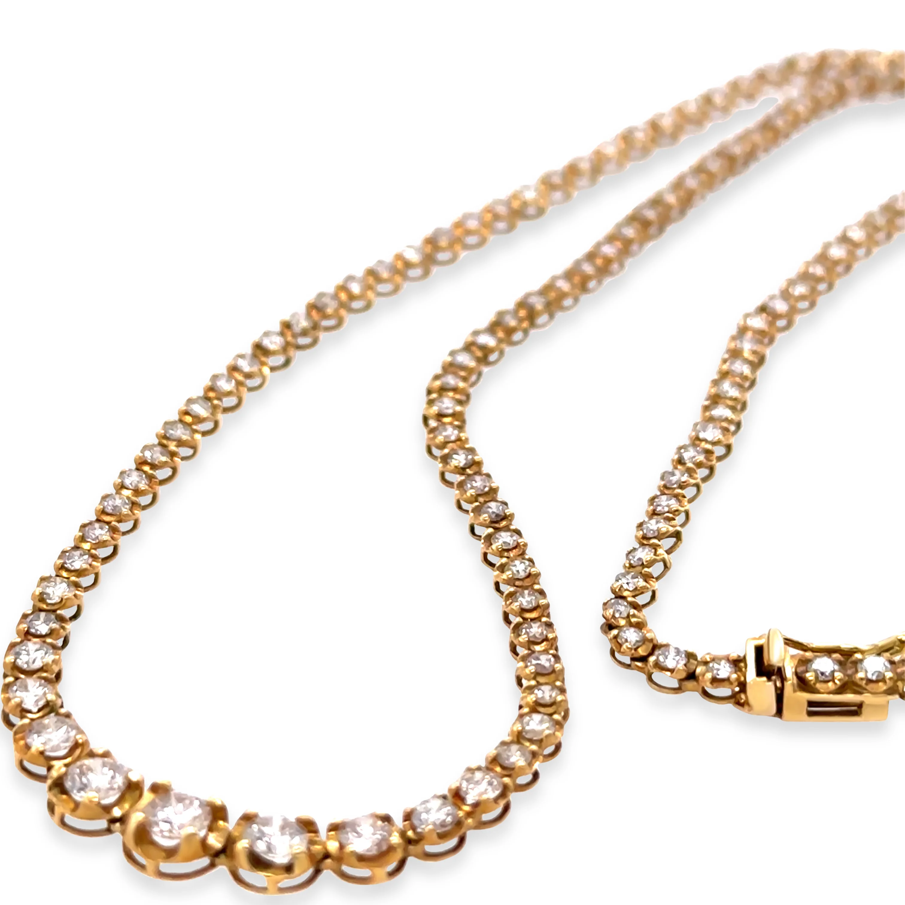 18ct Yellow Gold Diamond Tennis Necklace 3.00ct 8.3g - Image 6