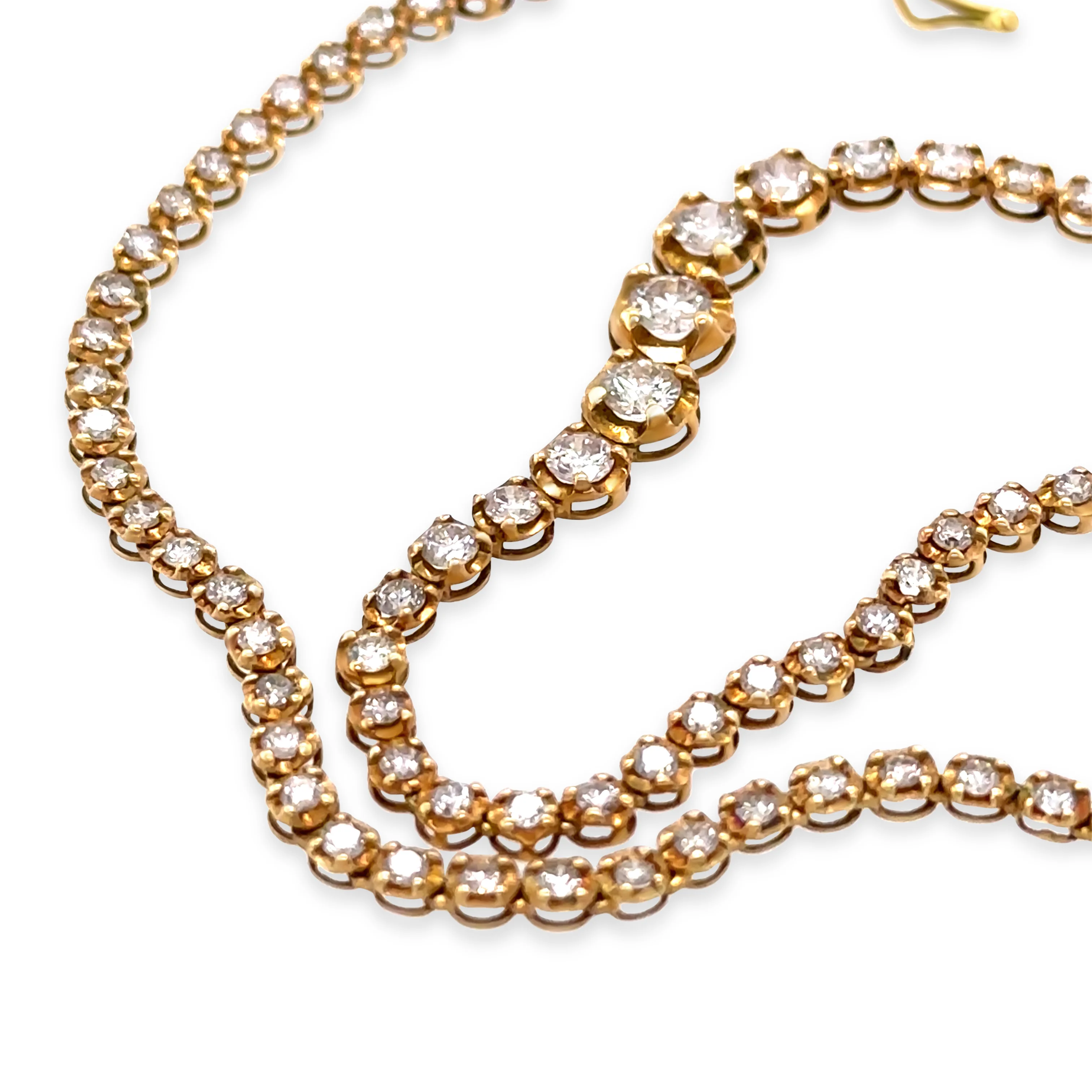 18ct Yellow Gold Diamond Tennis Necklace 3.00ct 8.3g - Image 9