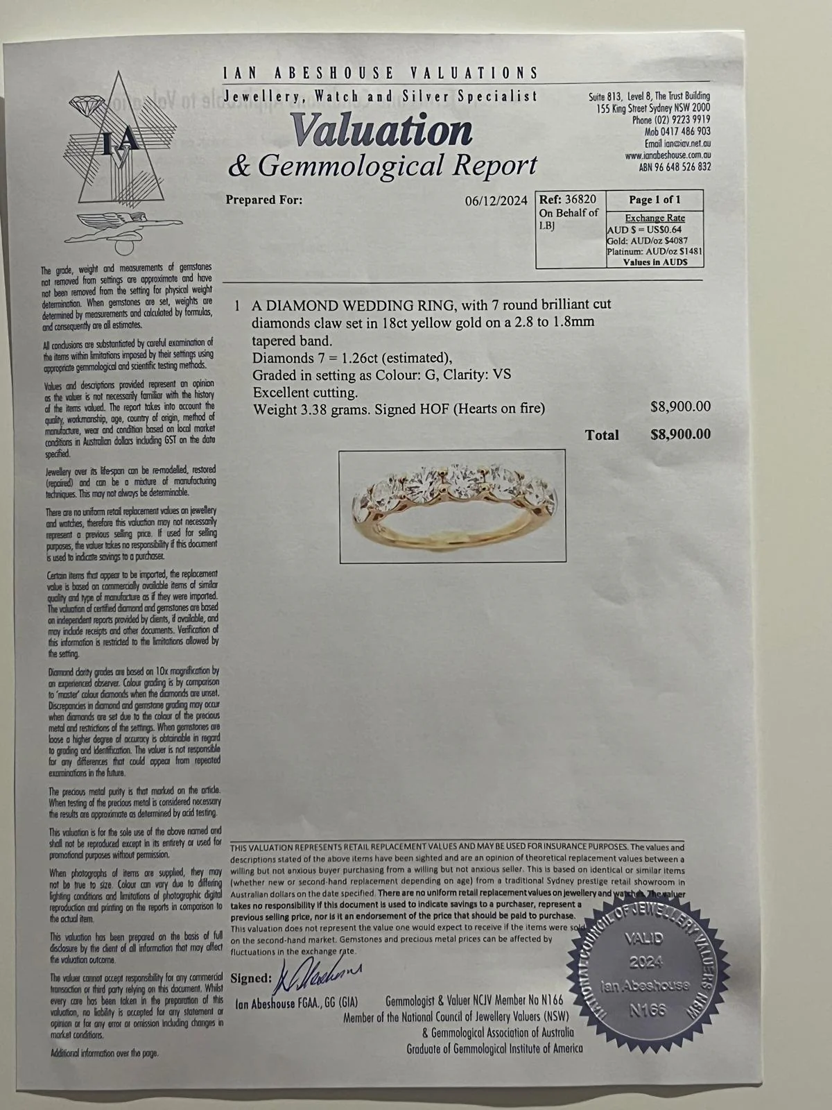 18ct Yellow Gold Diamond Wedding Ring 1.26ct - Image 7