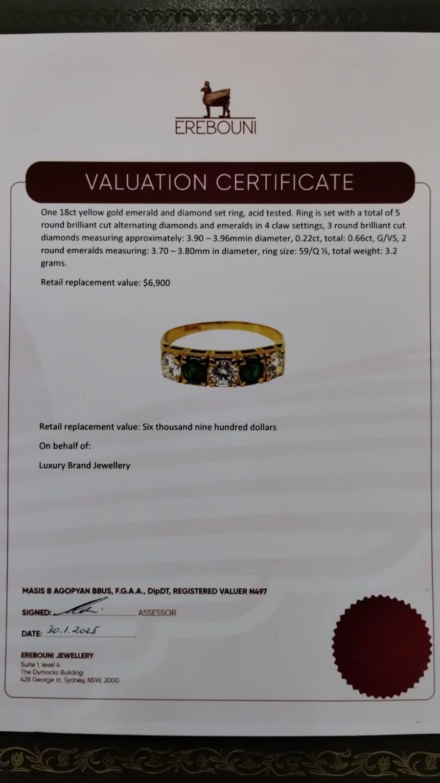 18ct Yellow Gold Emerald and Diamond Ring 0.66ct - Image 8